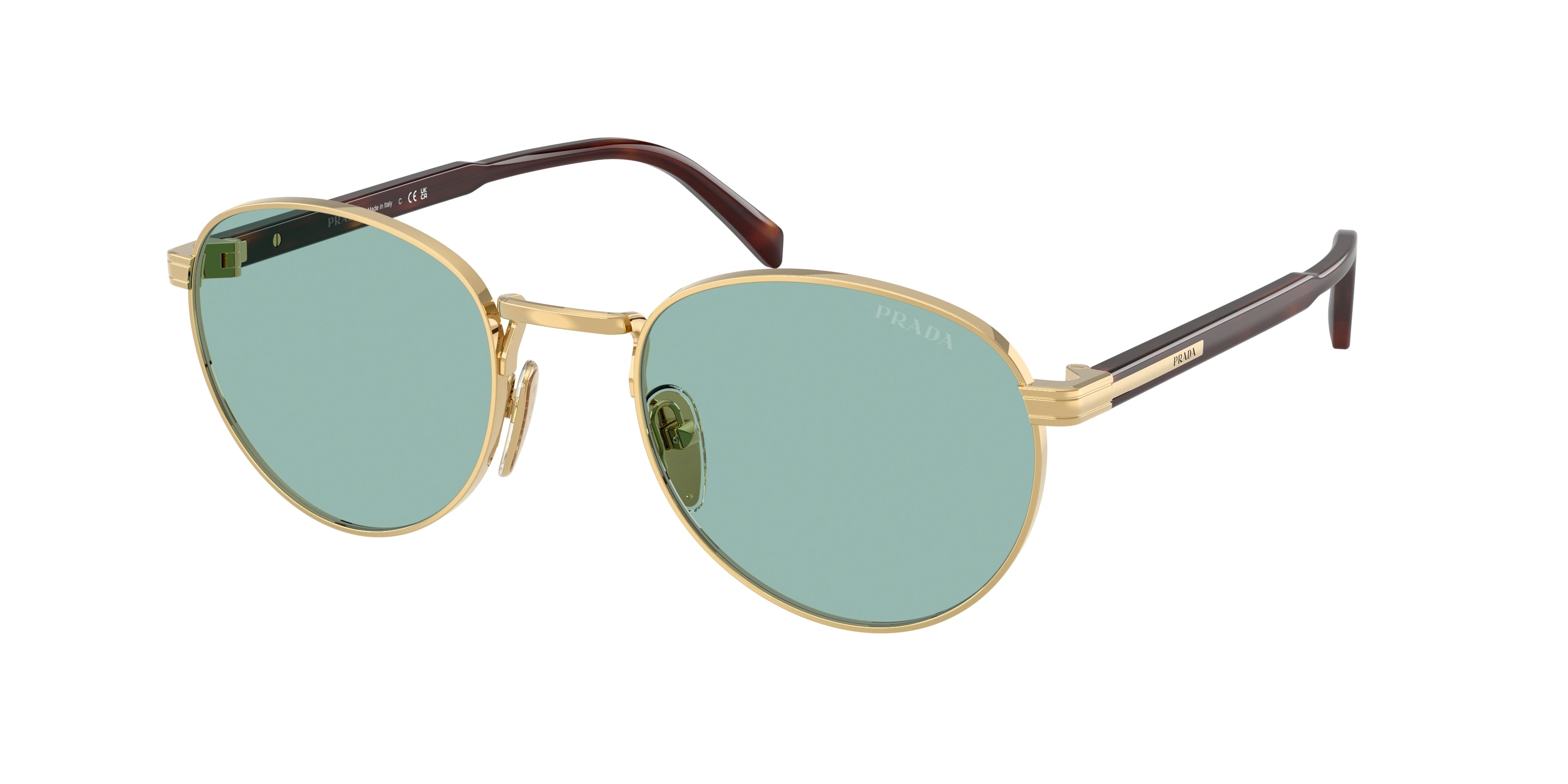 Prada PRB51S Oval Sunglasses  5AK40K-Shiny Gold 53-145-21 - Color Map Gold