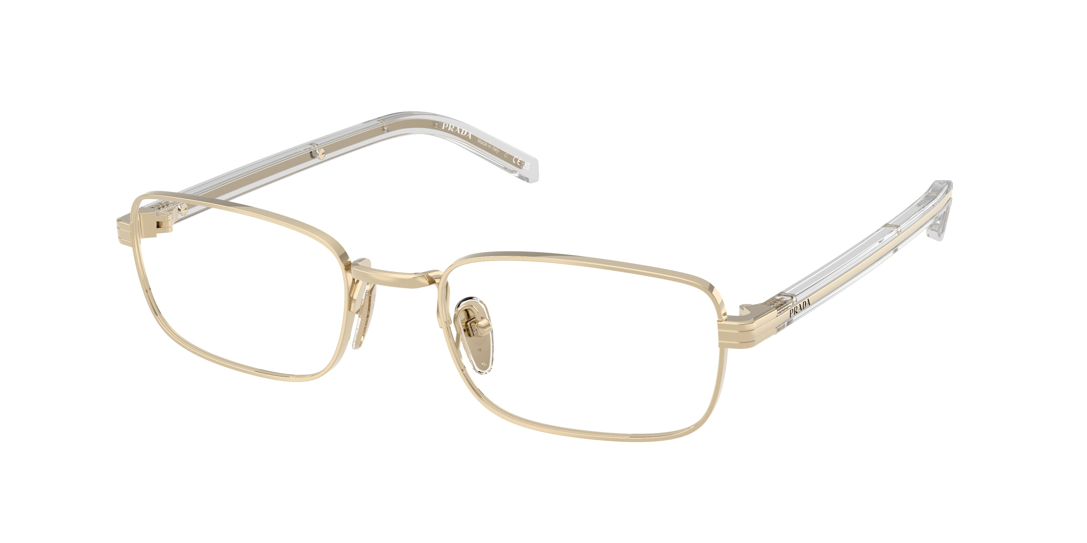 Prada PRB54V Rectangle Eyeglasses  ZVN1O1-Pale Gold 54-145-20 - Color Map Gold