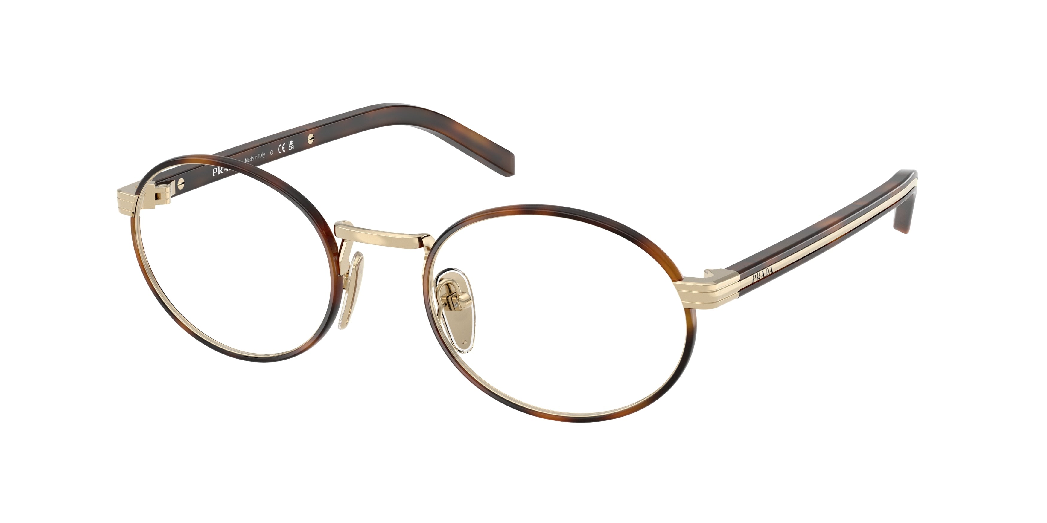 Prada PRB55V Oval Eyeglasses  20L1O1-Pale Gold/Juniper Tortoise 49-145-21 - Color Map Tortoise