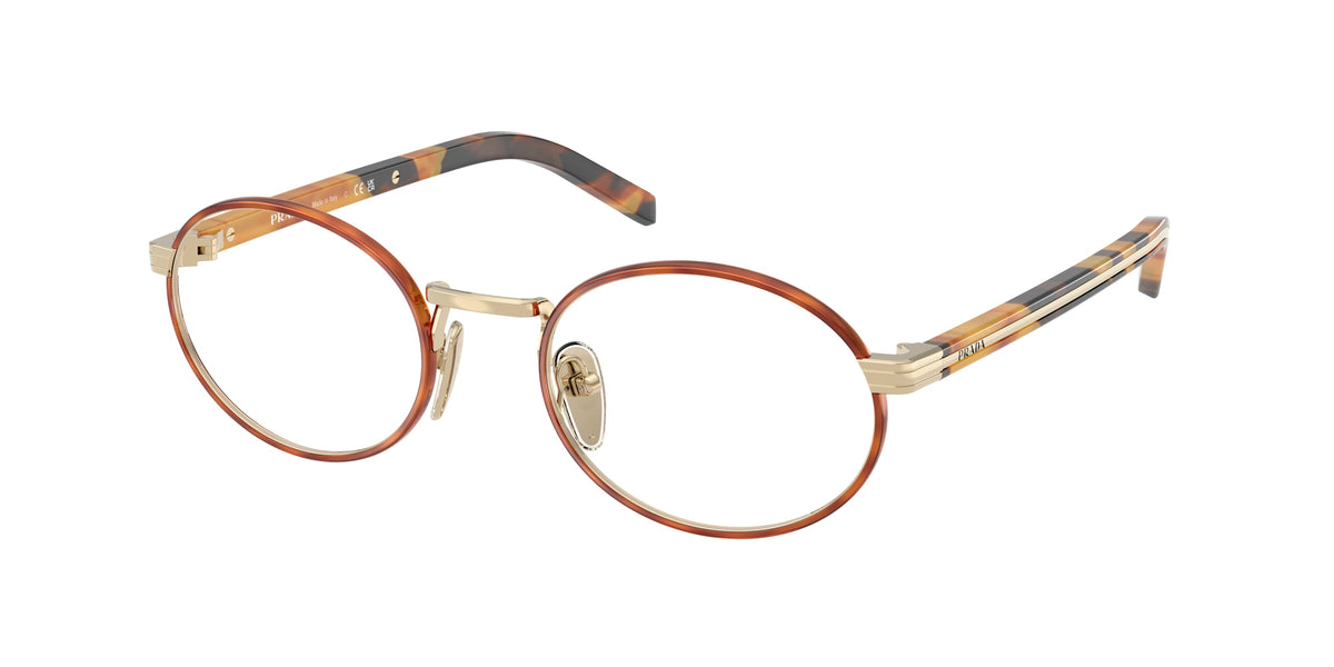 Prada PRB55V Oval Eyeglasses  22E1O1-Pale Gold/Honey Havana 52-145-21 - Color Map Havana