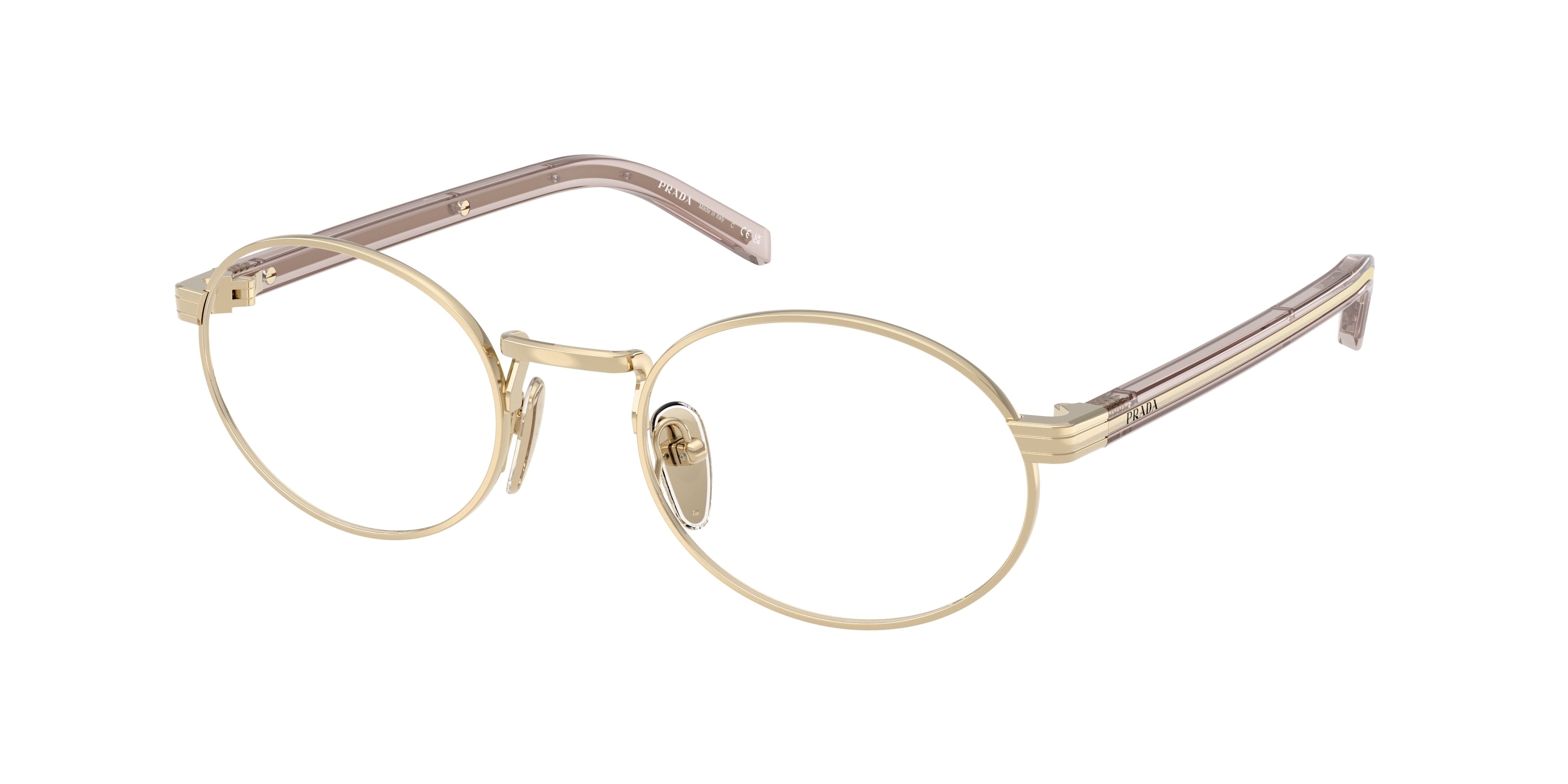 Prada PRB55V Oval Eyeglasses  ZVN1O1-Pale Gold 52-145-21 - Color Map Gold