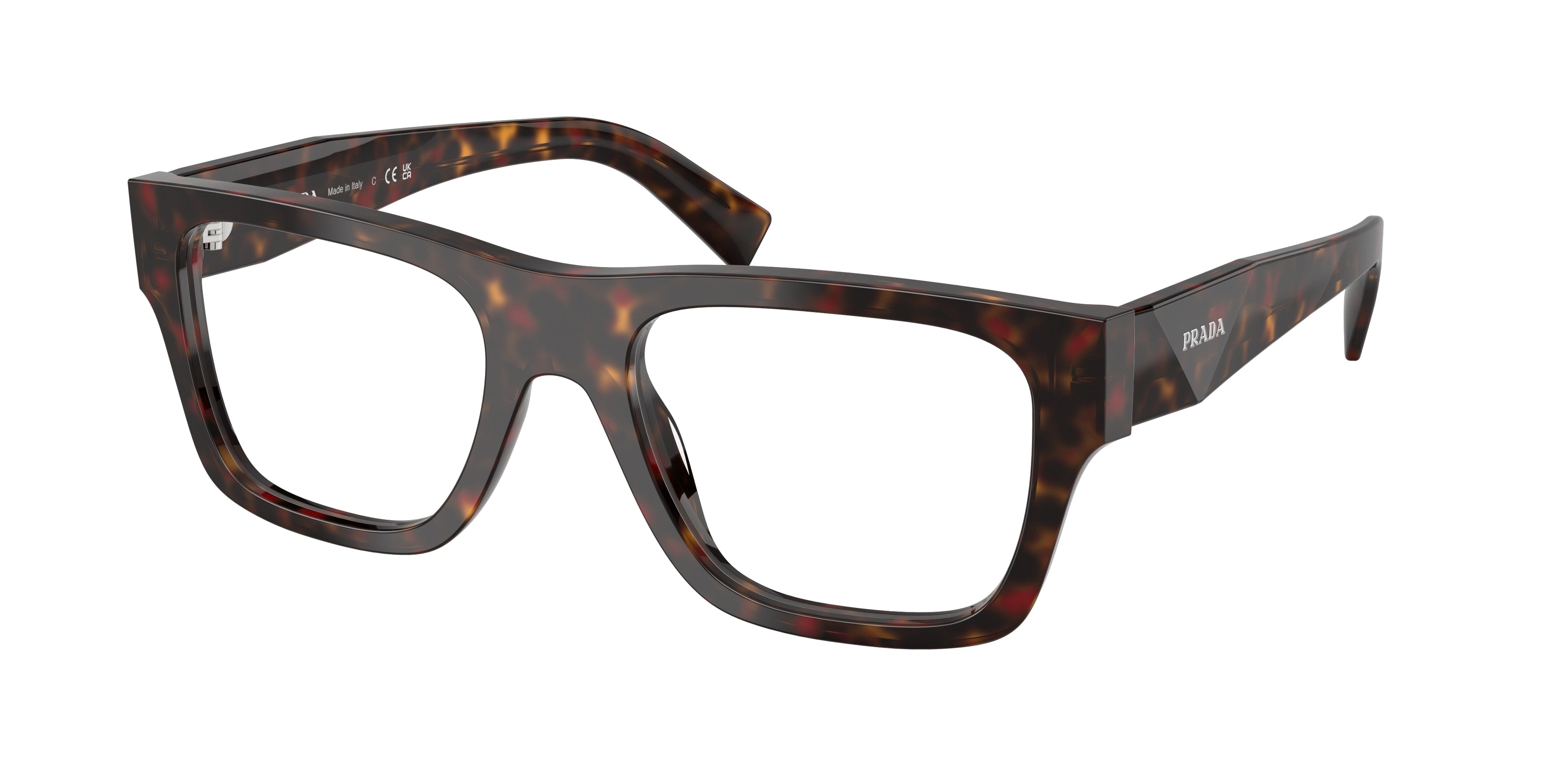 Prada PRC01V Pillow Eyeglasses for Women — Free Shipping - 52-145-20 / 17N1O1-Root Tortoise