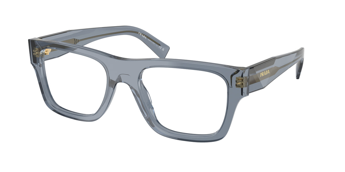Prada PRC01V Pillow Eyeglasses for Women — Free Shipping - 52-145-20 / 17T1O1-Transparent Ocean