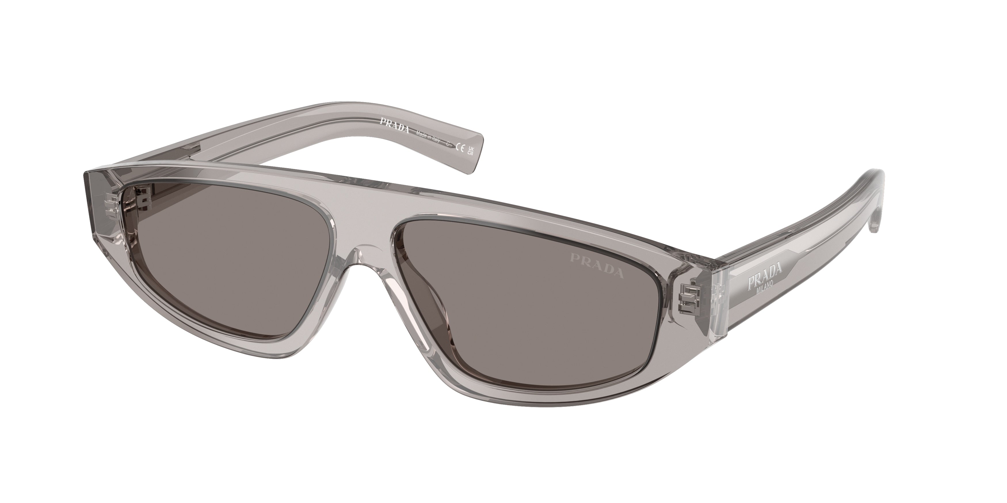 Prada PRC02SF Irregular Sunglasses for Men — Free Shipping - 58-140-12 / 10J80Q-Grey Transparent
