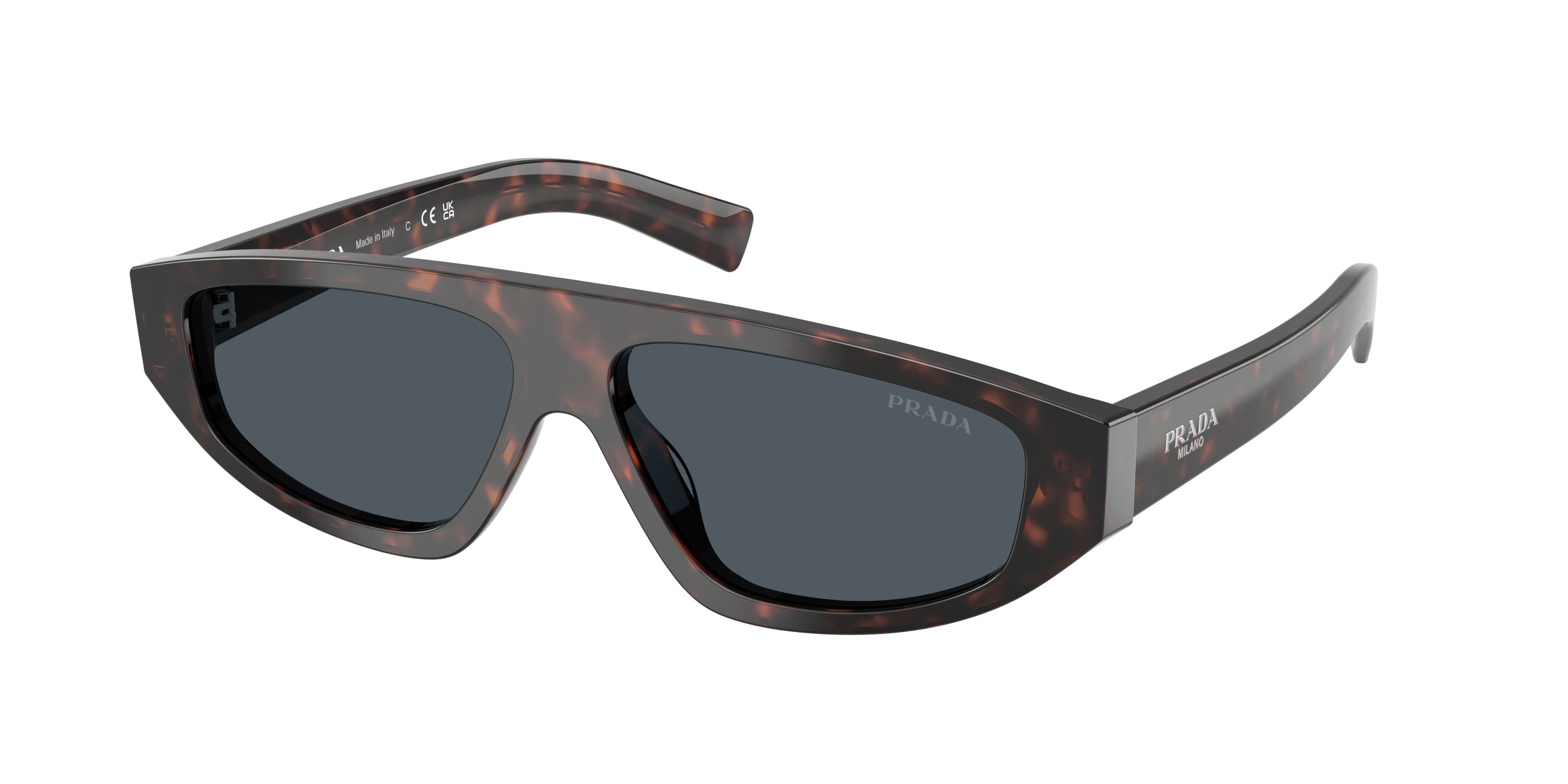 Prada PRC02SF Irregular Sunglasses for Men — Free Shipping - 58-140-12 / 17N70B-Root Havana