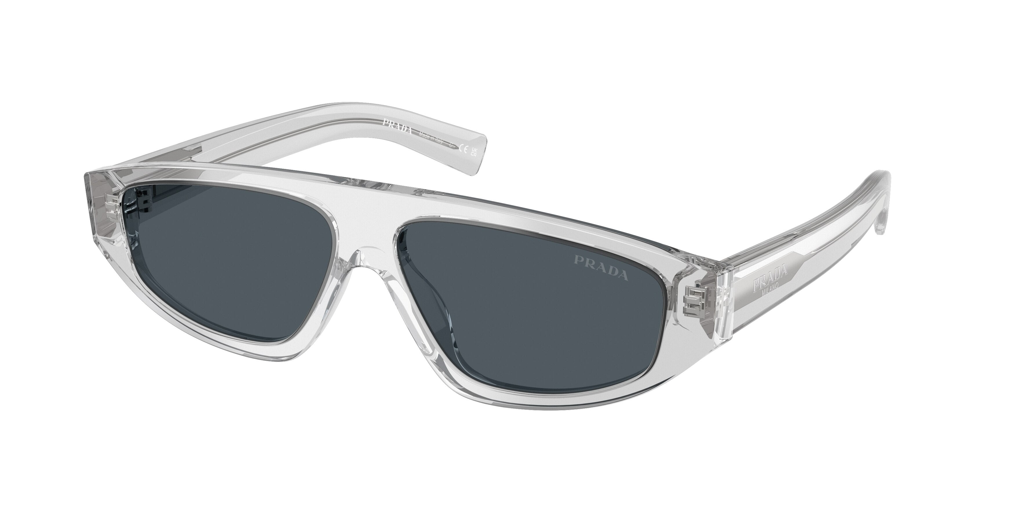 Prada PRC02SF Irregular Sunglasses for Men — Free Shipping - 58-140-12 / 17P70B-Crystal Grey
