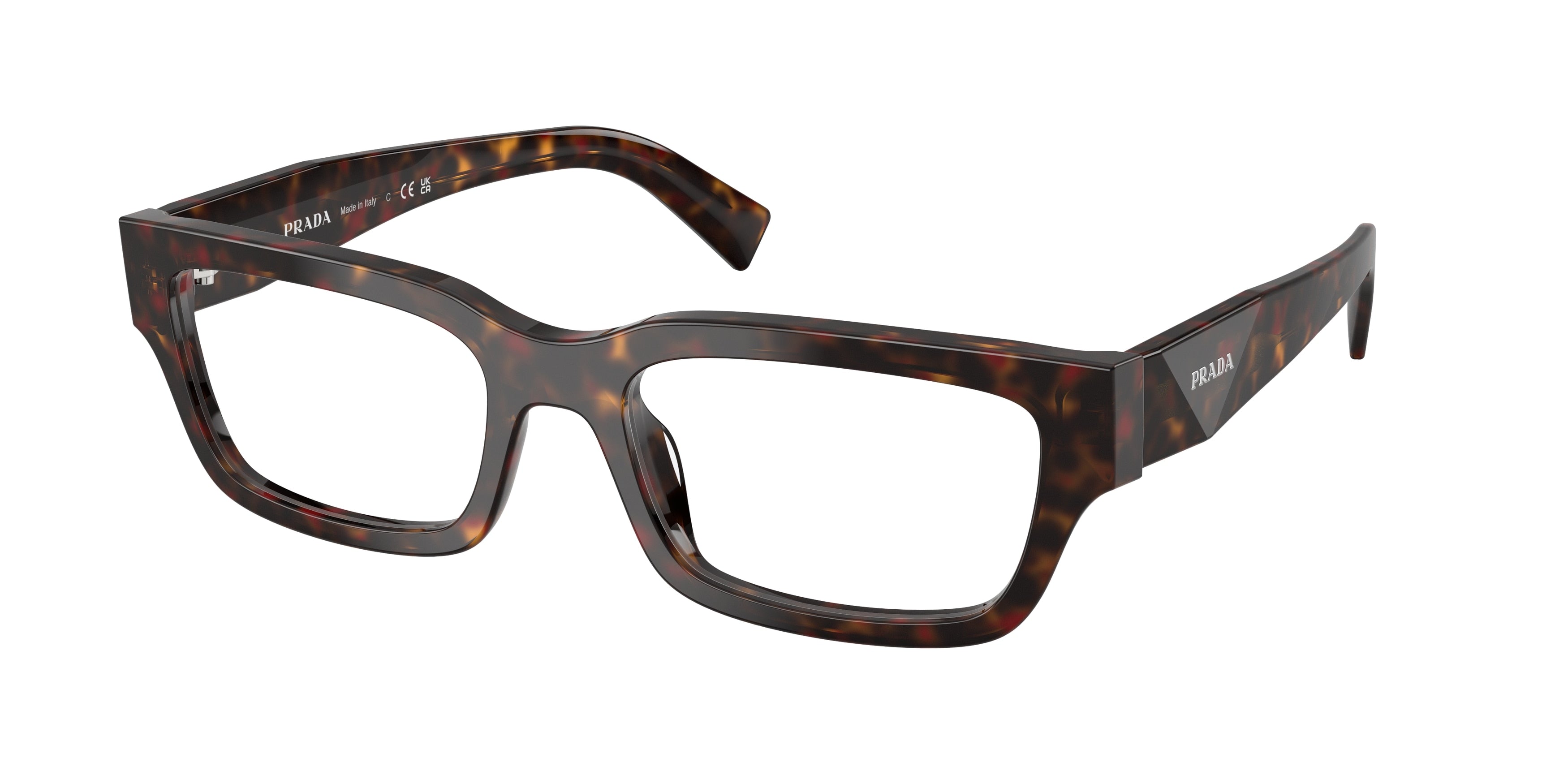 Prada PRC02VF Pillow Eyeglasses for Men — Free Shipping - 55-145-18 / 17N1O1-Root Tortoise