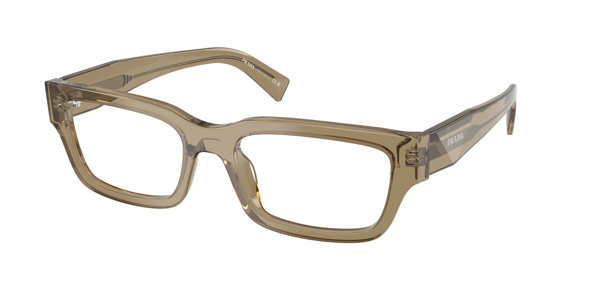 Prada PRC02V Pillow Eyeglasses for Men — Free Shipping - 54-145-19 / 22H1O1-Transparent Bark