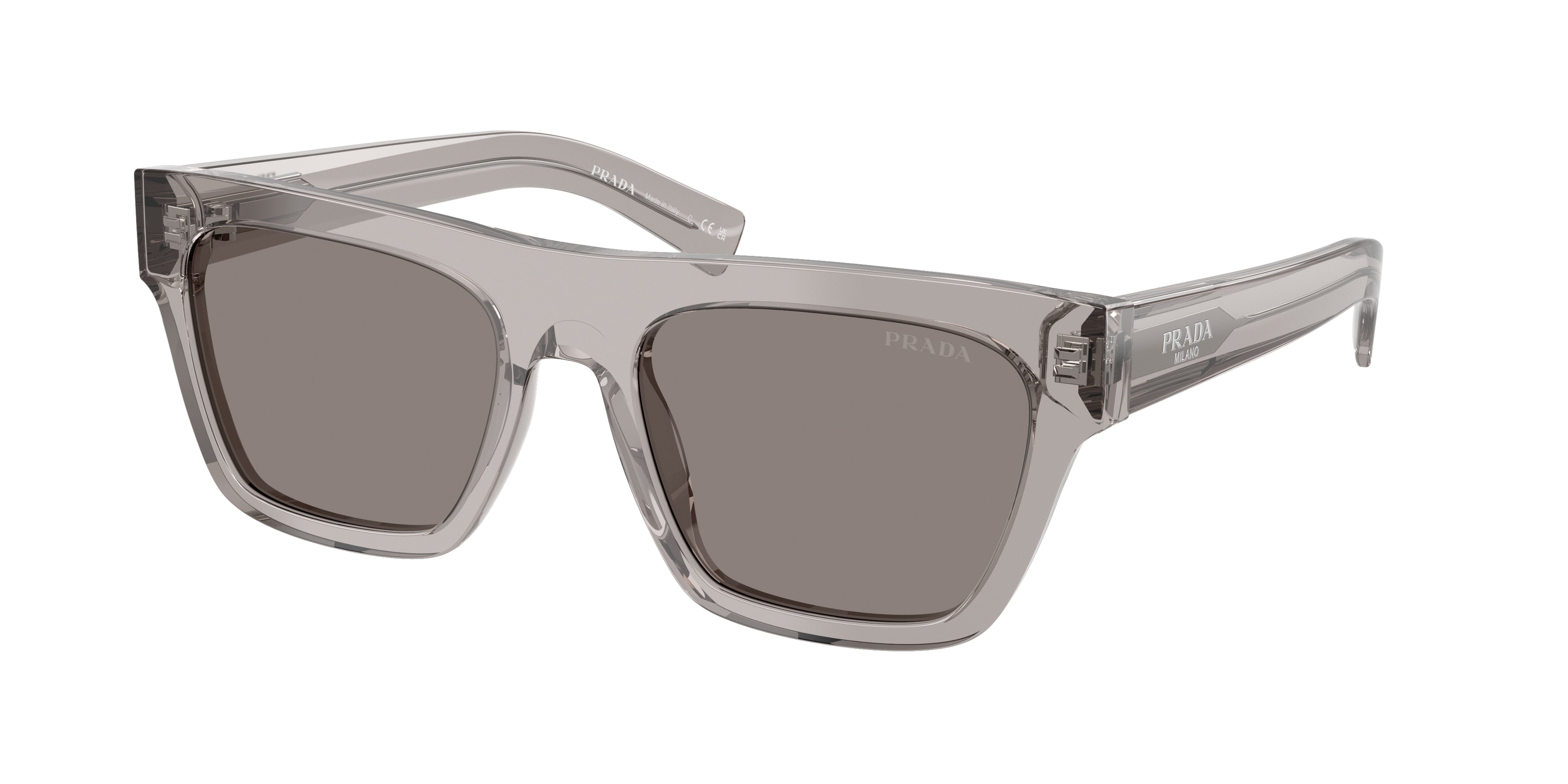 Prada PRC03SF Rectangle Sunglasses for Men — Free Shipping - 55-140-18 / 10J80Q-Grey Transparent
