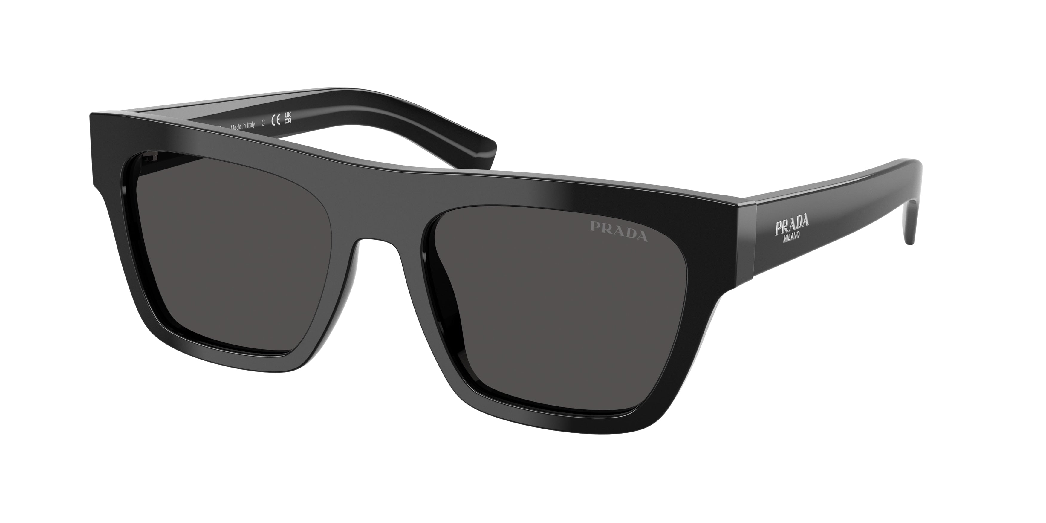 Prada PRC03SF Rectangle Sunglasses for Men — Free Shipping - 55-140-18 / 16K08Z-Black