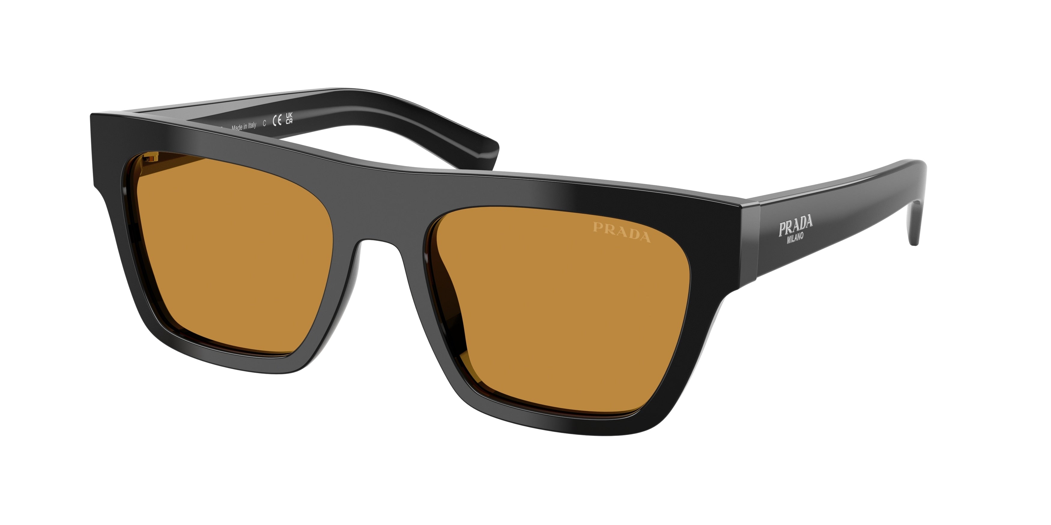 Prada PRC03SF Rectangle Sunglasses for Men — Free Shipping - 55-140-18 / 16K50P-Black
