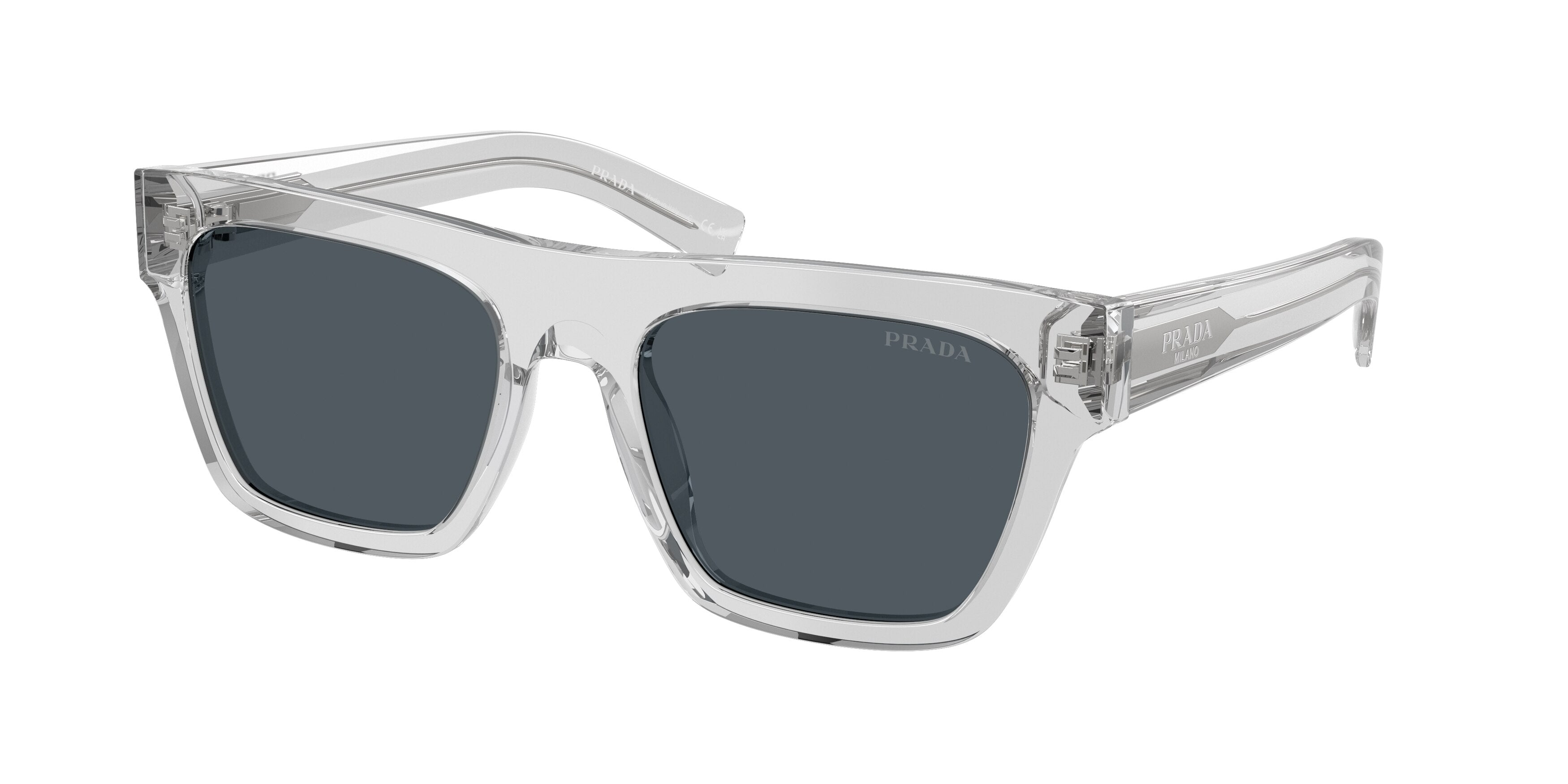 Prada PRC03SF Rectangle Sunglasses for Men — Free Shipping - 55-140-18 / 17P70B-Crystal Grey