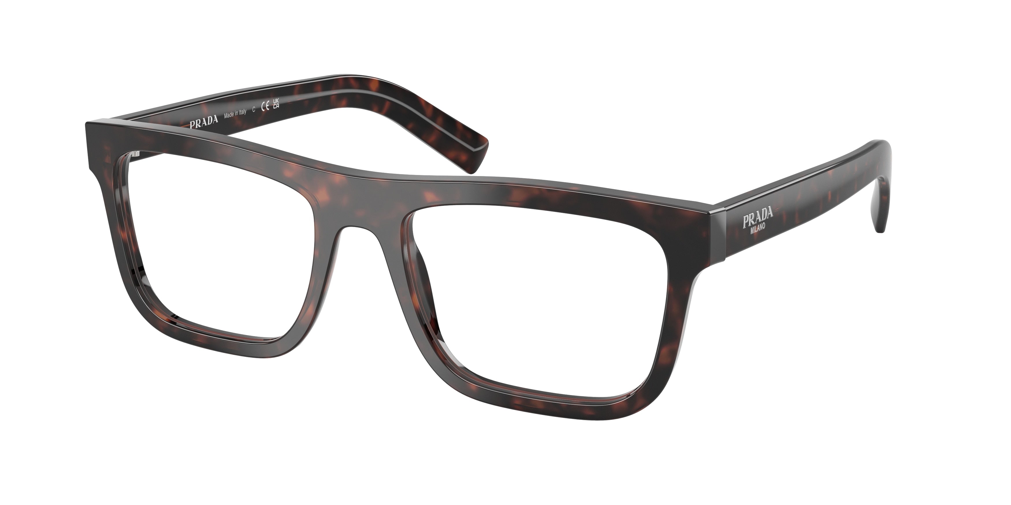 Prada PRC03VF Pillow Eyeglasses for Men — Free Shipping - 56-145-18 / 17N1O1-Root Tortoise