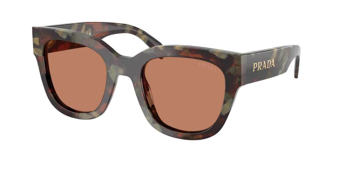 Prada PRC04S Square Sunglasses for Women — Free Shipping - 52-145-22 / 22F90Q-Woods Tortoise
