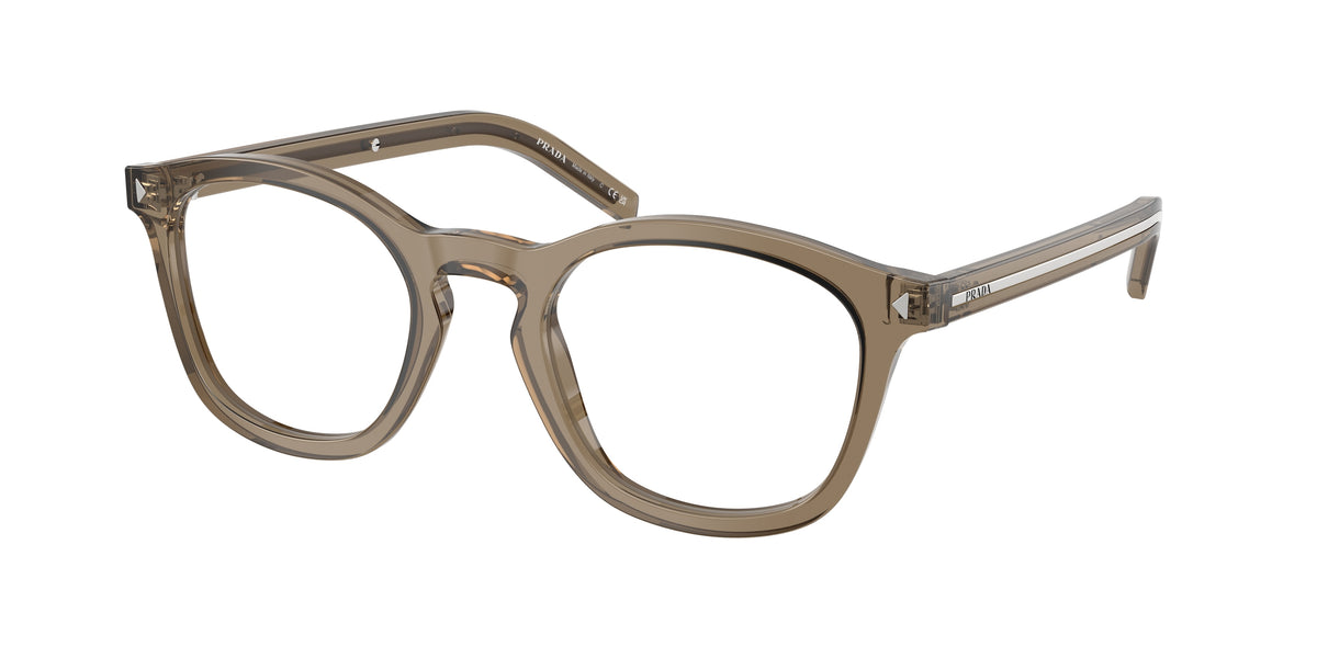 Prada PRC04V Pillow Eyeglasses for Men — Free Shipping - 49-145-22 / 18T1O1-Transparent Terra