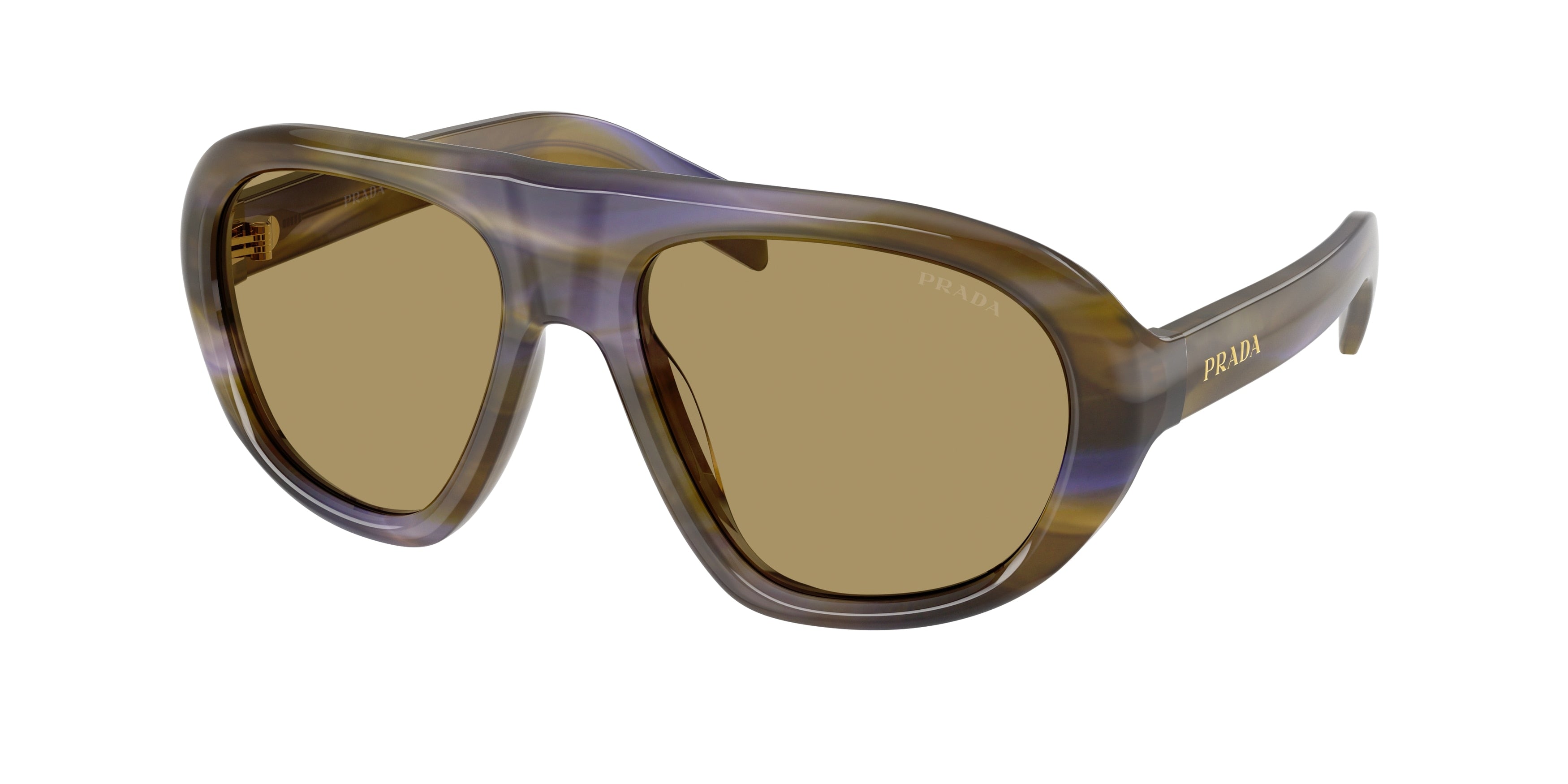 Prada PRC05SF Irregular Sunglasses for Women — Free Shipping - 56-135-18 / 23G70G-Striped Lagoon