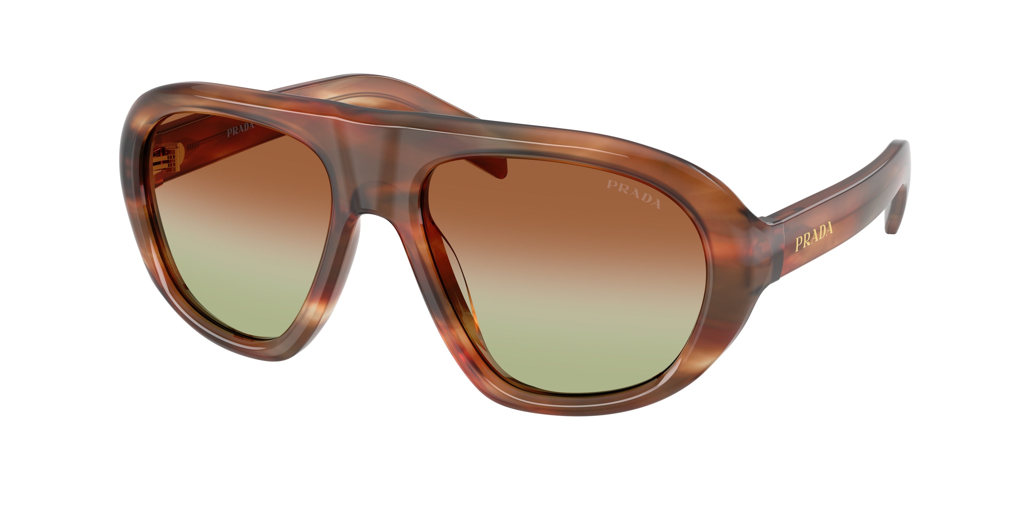 Prada PRC05S Irregular Sunglasses  24G70T-Striped Oak 57-135-18 - Color Map Brown