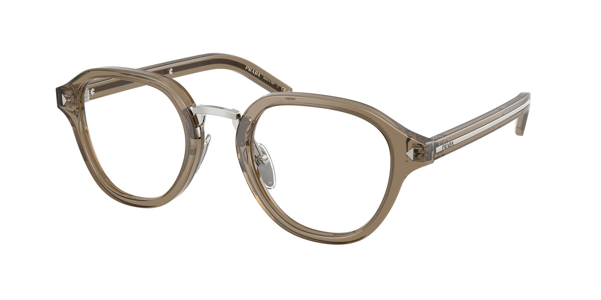 Prada PRC05V Phantos Eyeglasses for Men — Free Shipping - 48-145-23 / 18T1O1-Transparent Terra