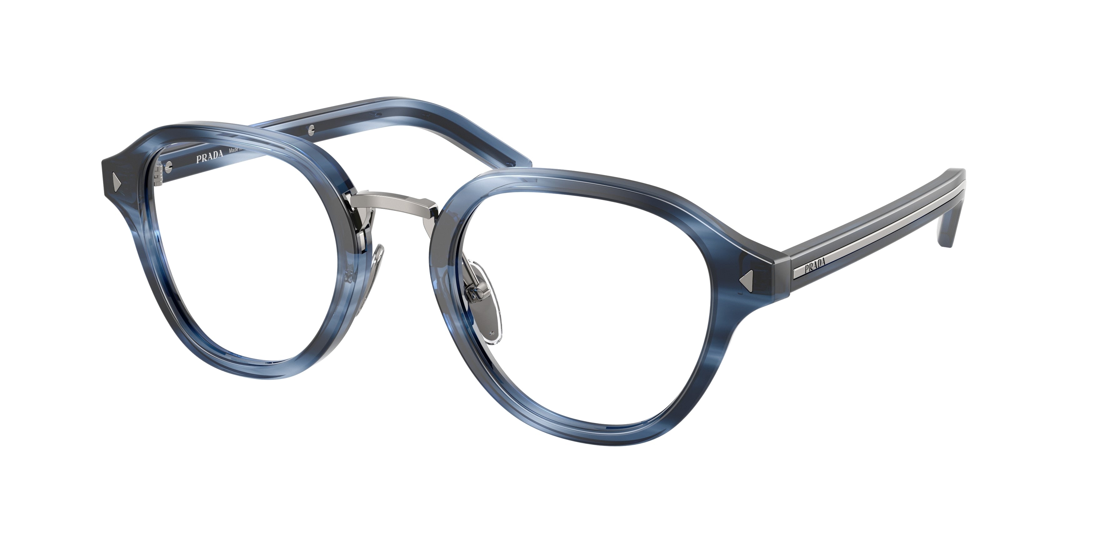 Prada PRC05V Phantos Eyeglasses for Men — Free Shipping - 50-145-23 / 26F1O1-Striped Blue