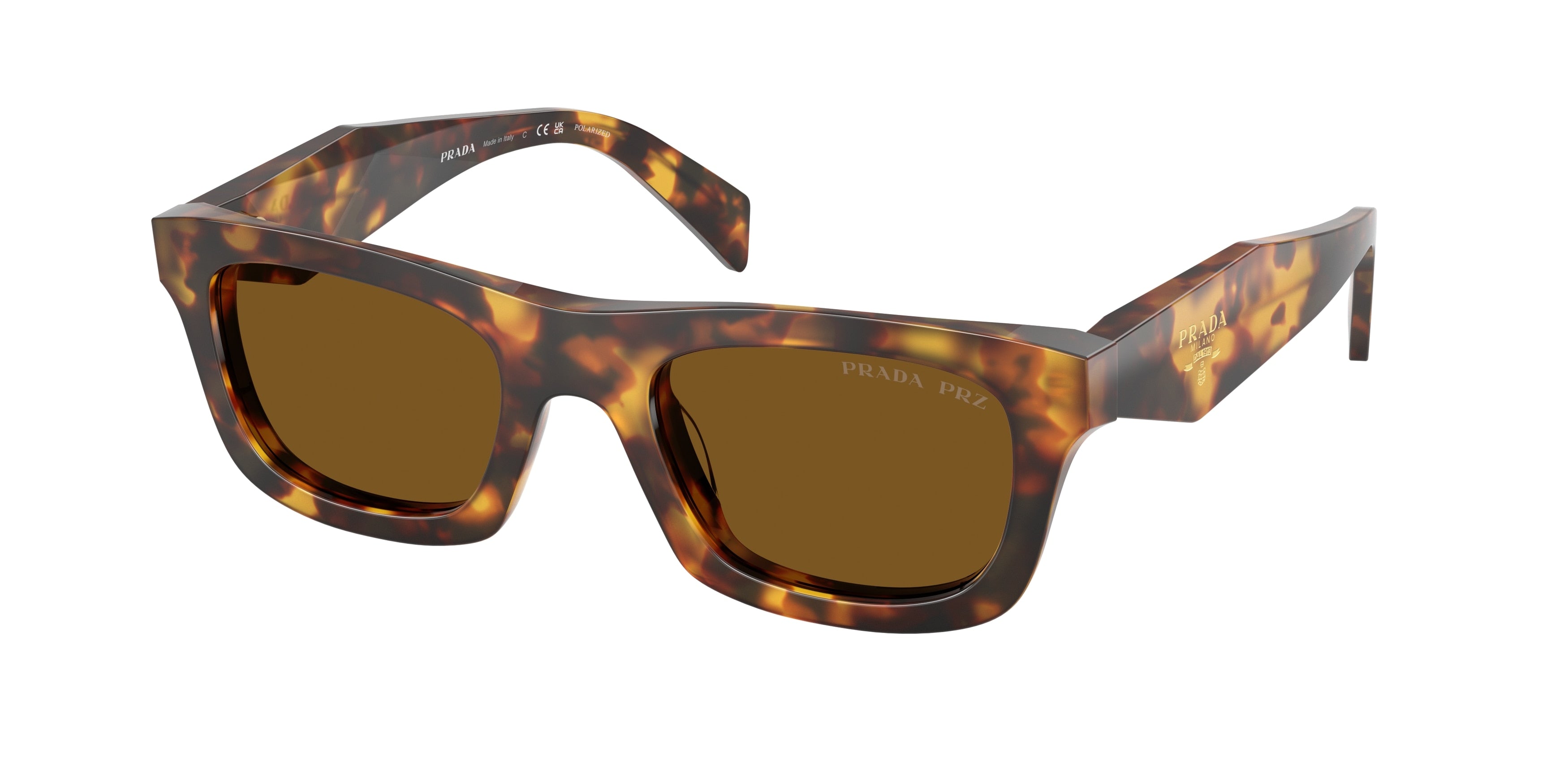 Prada PRC06S Pillow Sunglasses for Women — Free Shipping - 49-145-21 / 14L10U-Honey Tortoise - Polarized