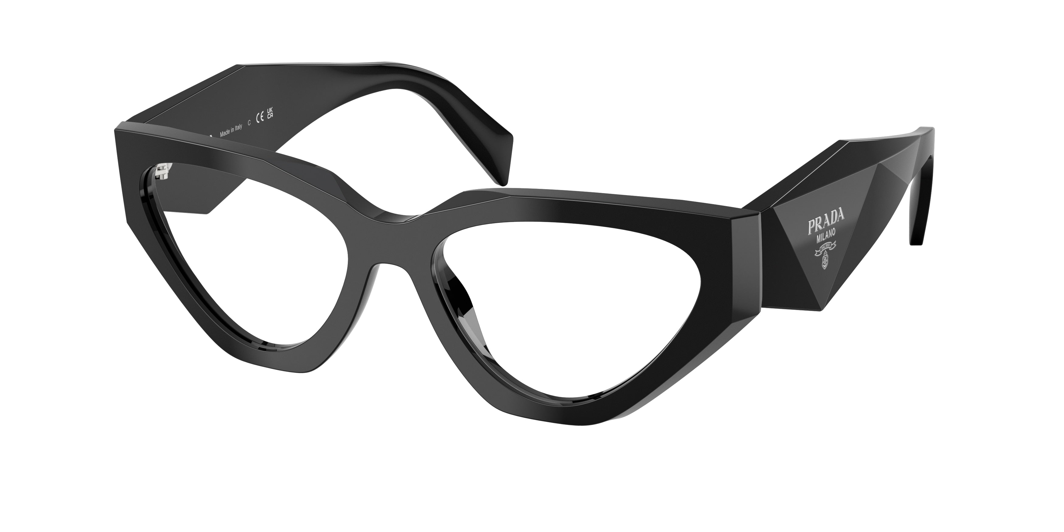 Prada PRC07V Irregular Eyeglasses for Women — Free Shipping - 54-145-17 / 16K1O1-Black