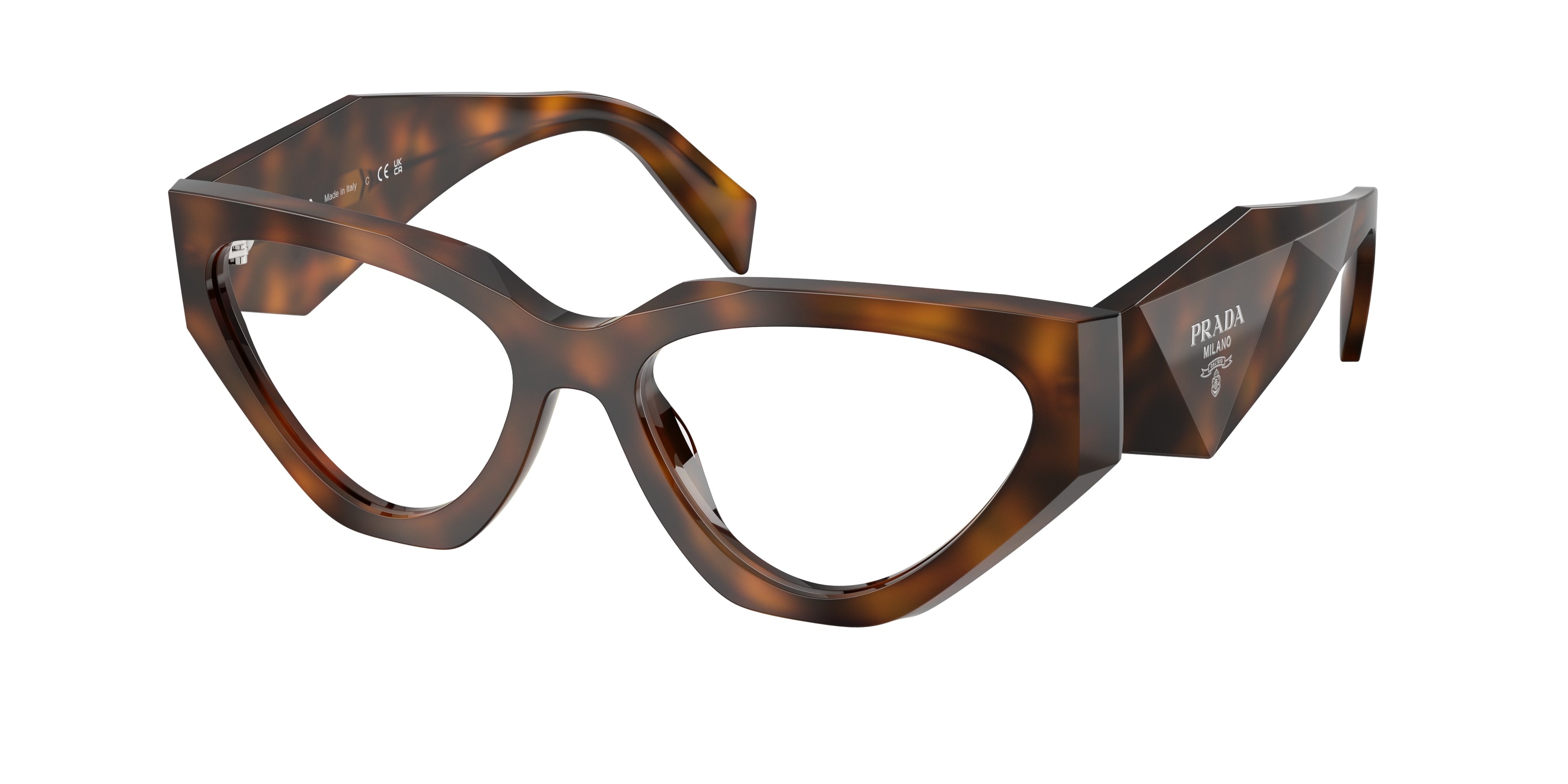 Prada PRC07V Irregular Eyeglasses for Women — Free Shipping - 54-145-17 / 20D1O1-Juniper Tortoise