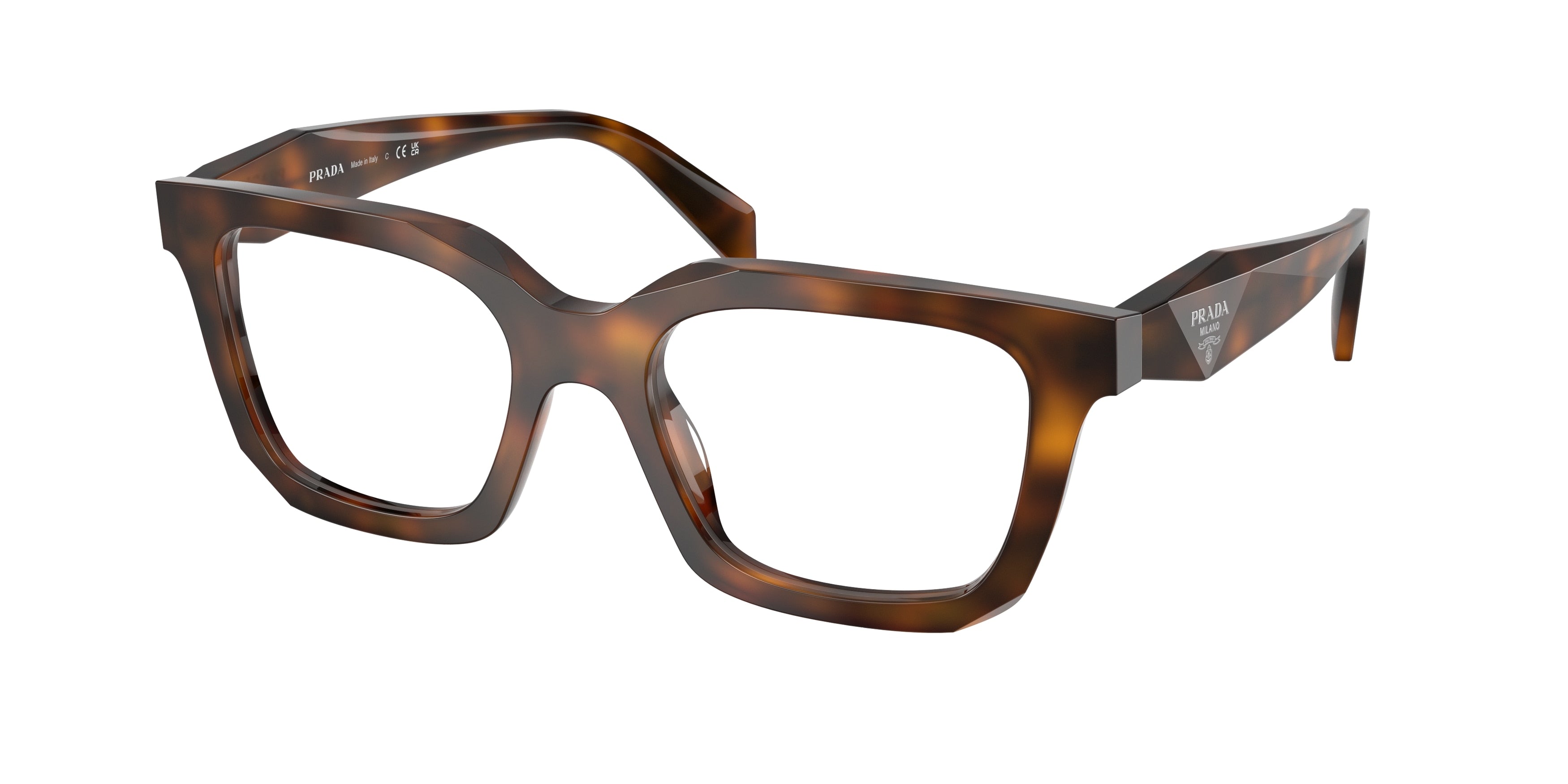Prada PRC08VF Irregular Eyeglasses for Women — Free Shipping - 53-145-18 / 20D1O1-Juniper Tortoise