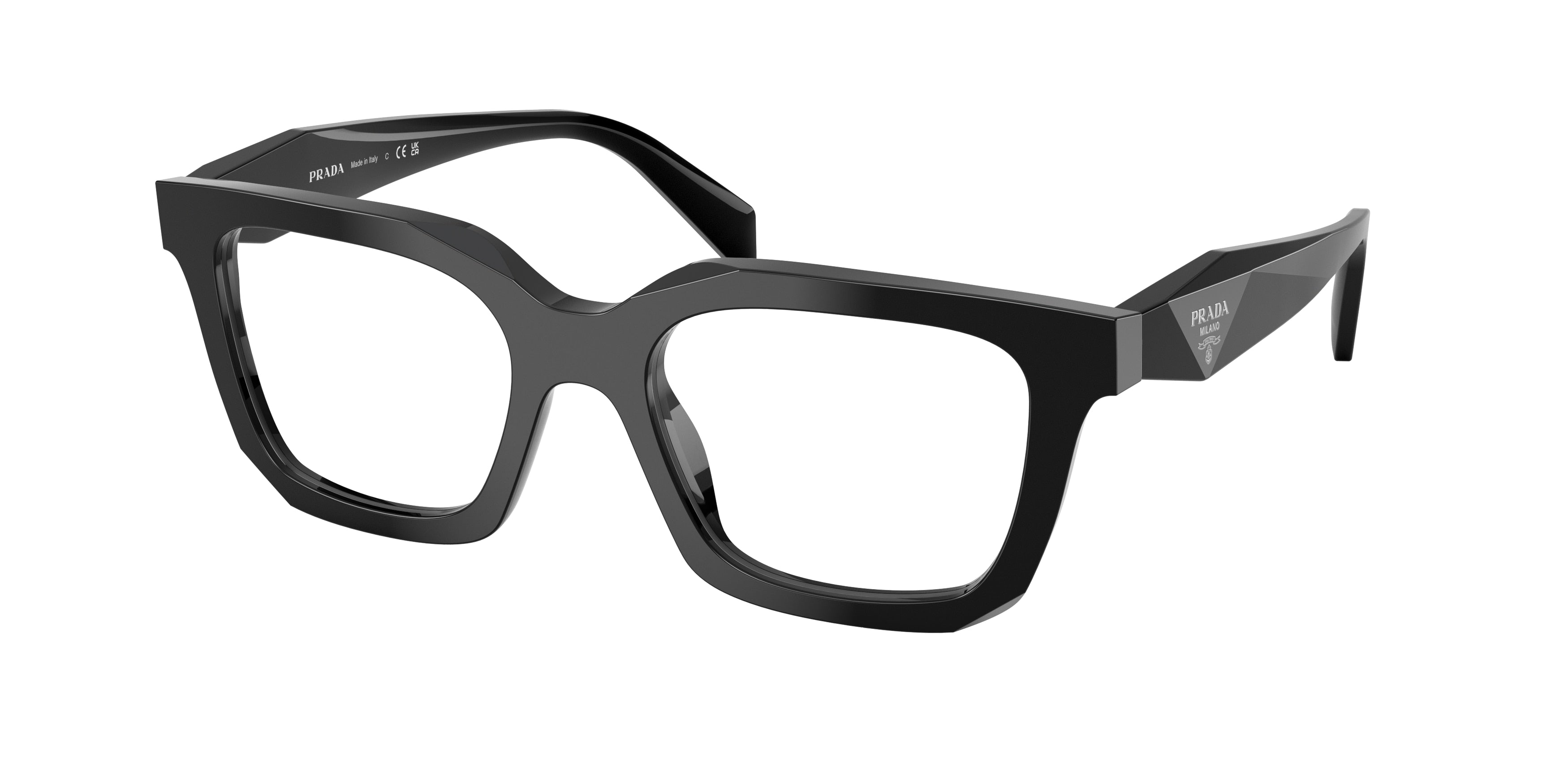 Prada PRC08V Irregular Eyeglasses for Women — Free Shipping - 50-145-19 / 16K1O1-Black
