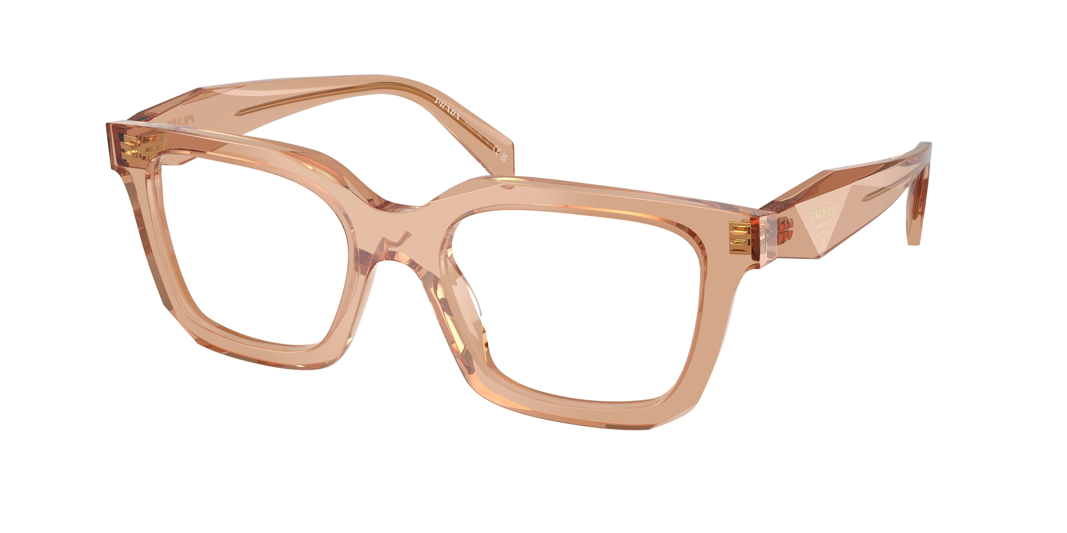 Prada PRC08V Irregular Eyeglasses for Women — Free Shipping - 50-145-19 / 20H1O1-Transparent Chocolate