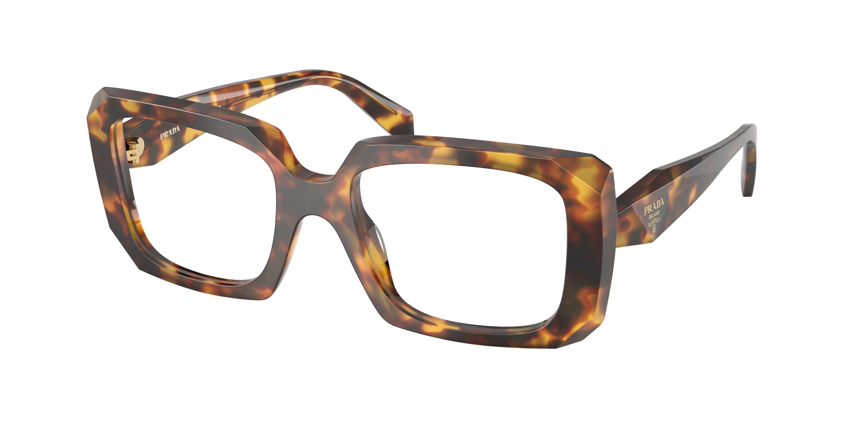 Prada PRC09V Pillow Eyeglasses for Women — Free Shipping - 51-145-19 / 14L1O1-Honey Tortoise