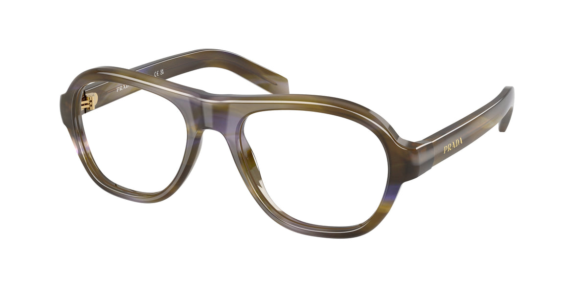 Prada PRC12VF Pillow Eyeglasses for Women — Free Shipping - 55-140-18 / 23G1O1-Striped Lagoon