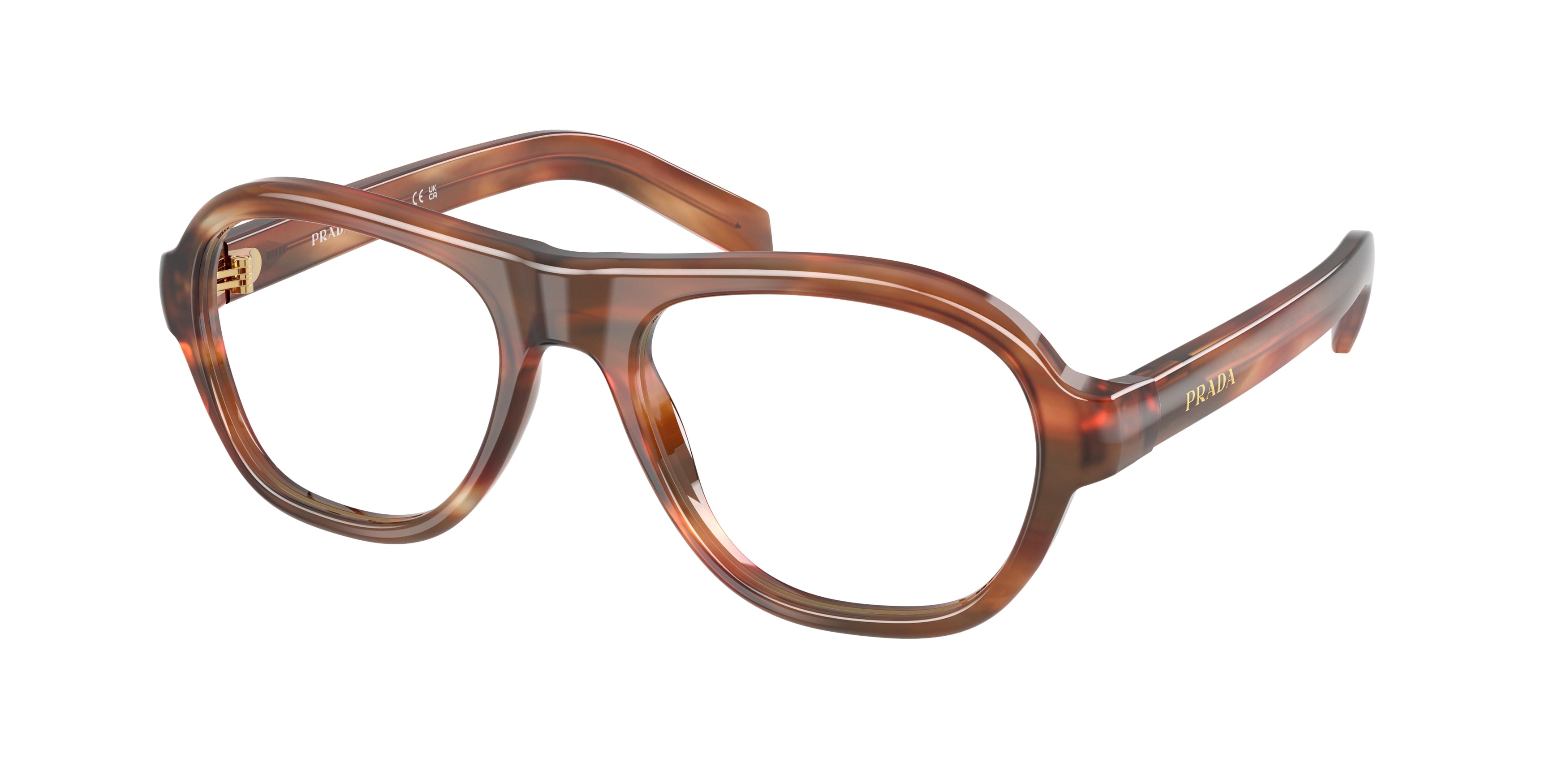 Prada PRC12VF Pillow Eyeglasses  24G1O1-Striped Oak 55-140-18 - Color Map Brown