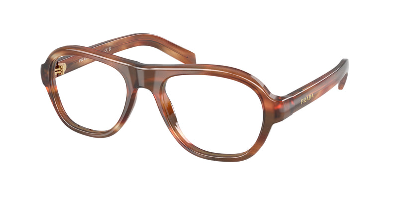 Prada PRC12VF Pillow Eyeglasses  24G1O1-Striped Oak 55-140-18 - Color Map Brown
