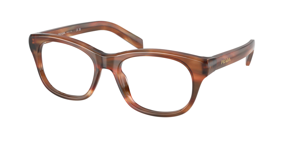 Prada PRC13VF Pillow Eyeglasses for Women — Free Shipping - 54-140-16 / 24G1O1-Striped Oak