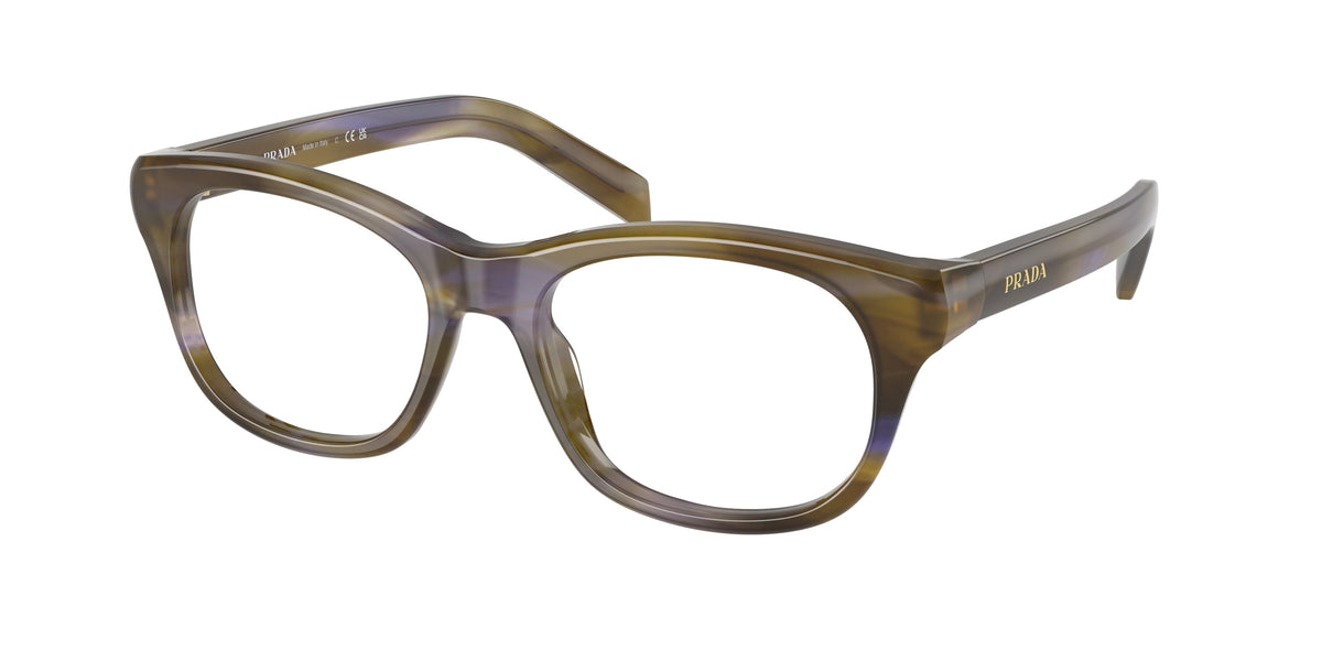 Prada PRC13V Pillow Eyeglasses for Women — Free Shipping - 52-140-18 / 23G1O1-Striped Lagoon