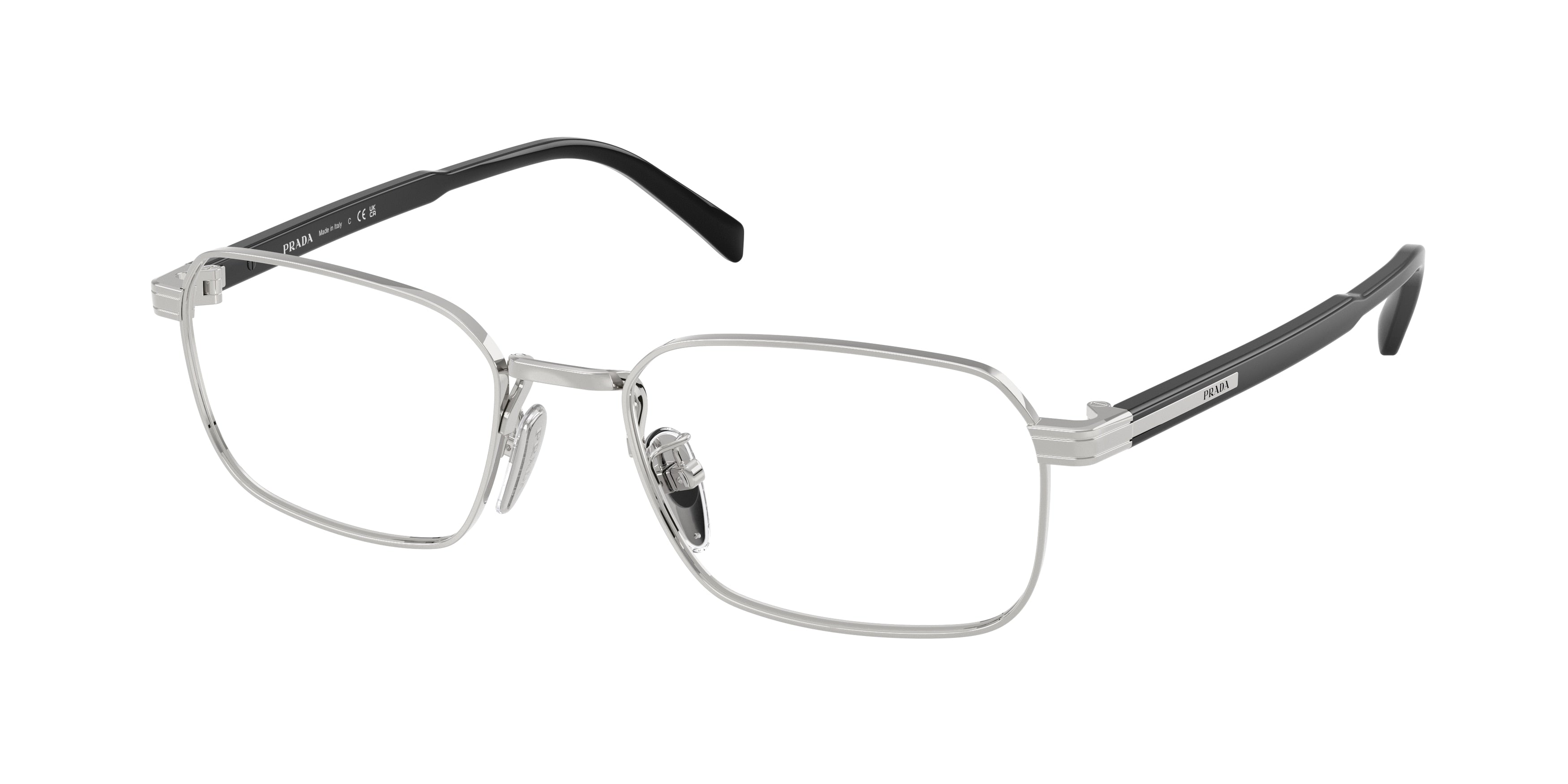 Prada PRC50VD Pillow Eyeglasses for Men — Free Shipping - 55-145-19 / 1BC1O1-Silver