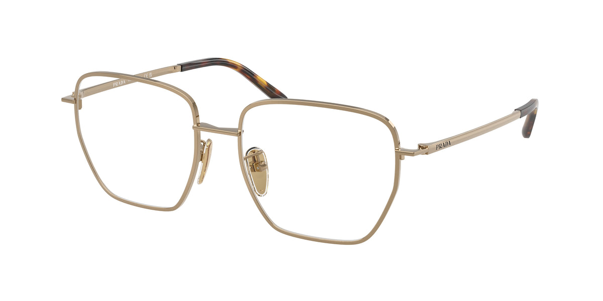 Prada PRC51VD Square Eyeglasses for Women — Free Shipping - 54-145-17 / 7OE1O1-Brass