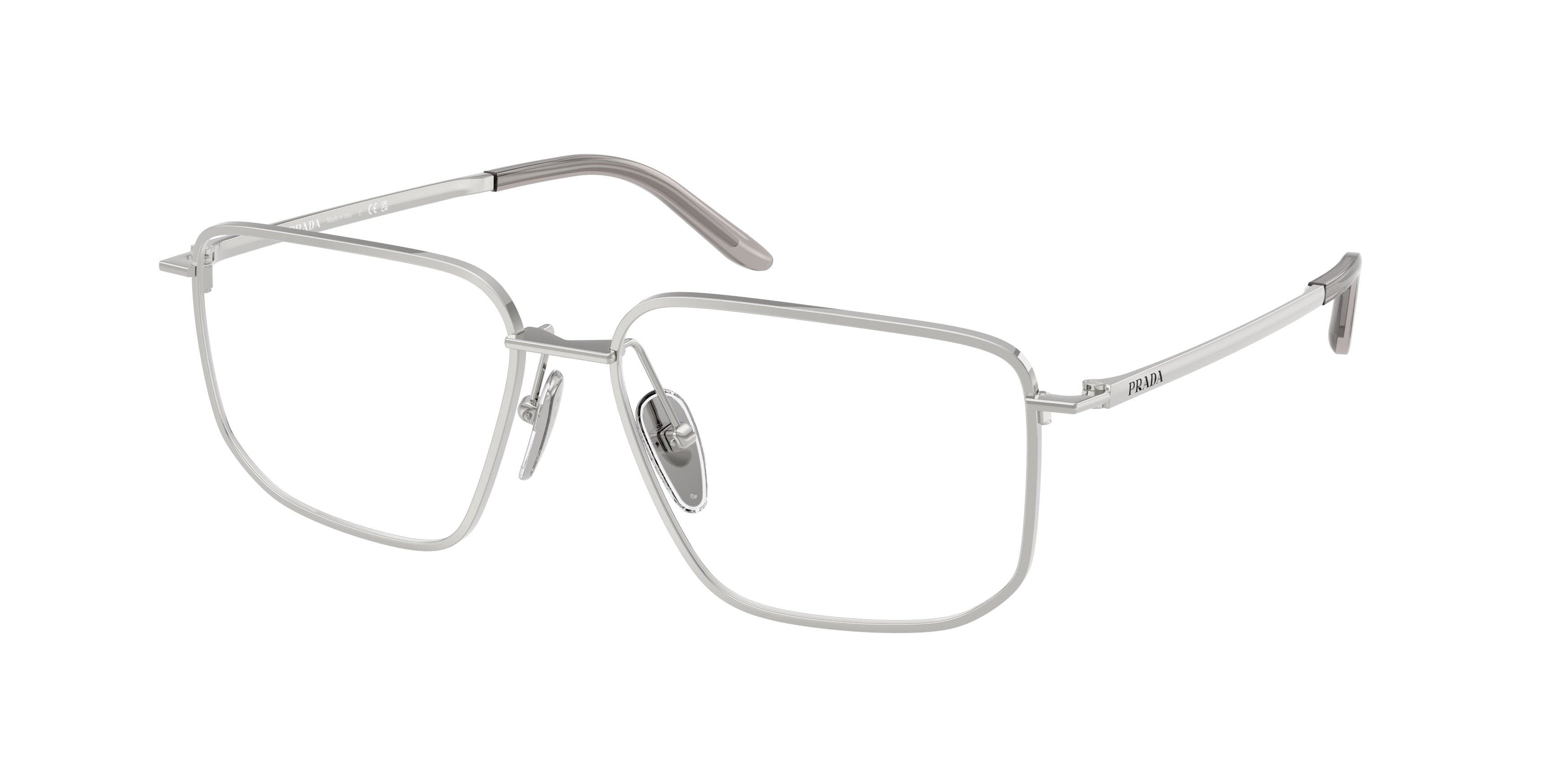 Prada PRC52V Rectangle Eyeglasses for Women — Free Shipping - 53-145-15 / 1BC1O1-Silver