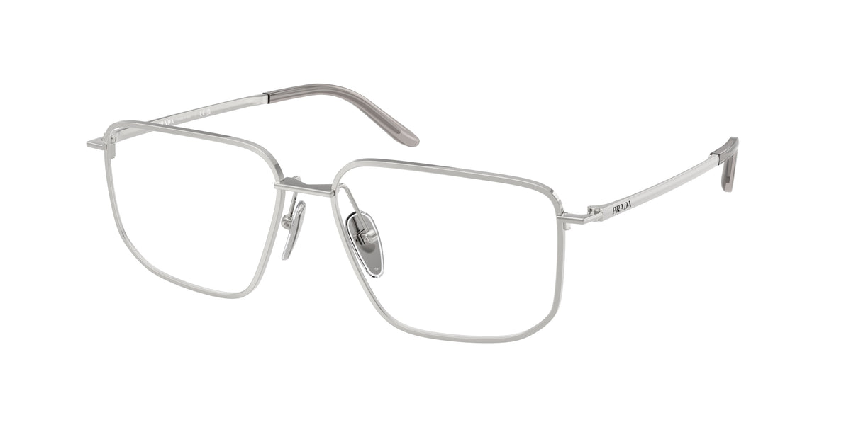 Prada PRC52V Rectangle Eyeglasses for Women — Free Shipping - 55-145-15 / 1BC1O1-Silver