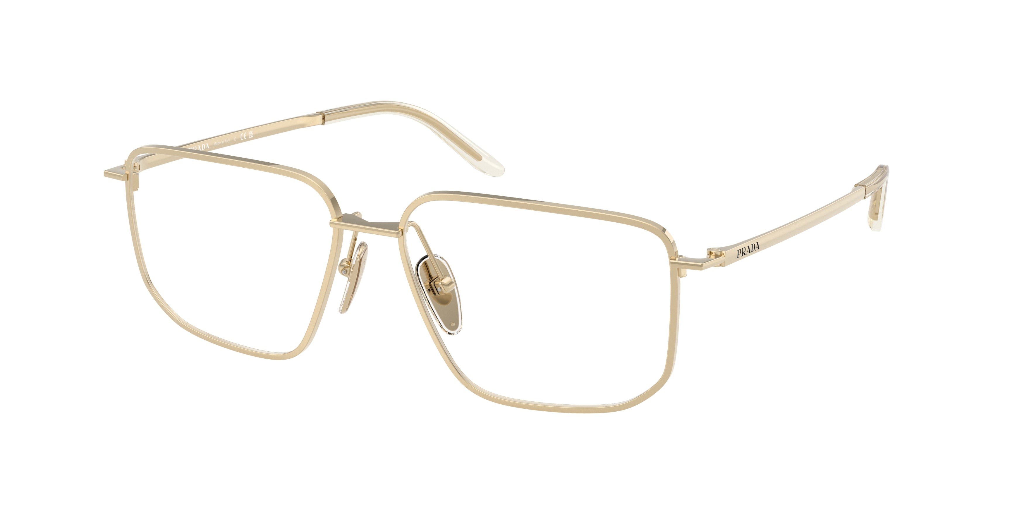 Prada PRC52V Rectangle Eyeglasses for Women — Free Shipping - 53-145-15 / ZVN1O1-Pale Gold