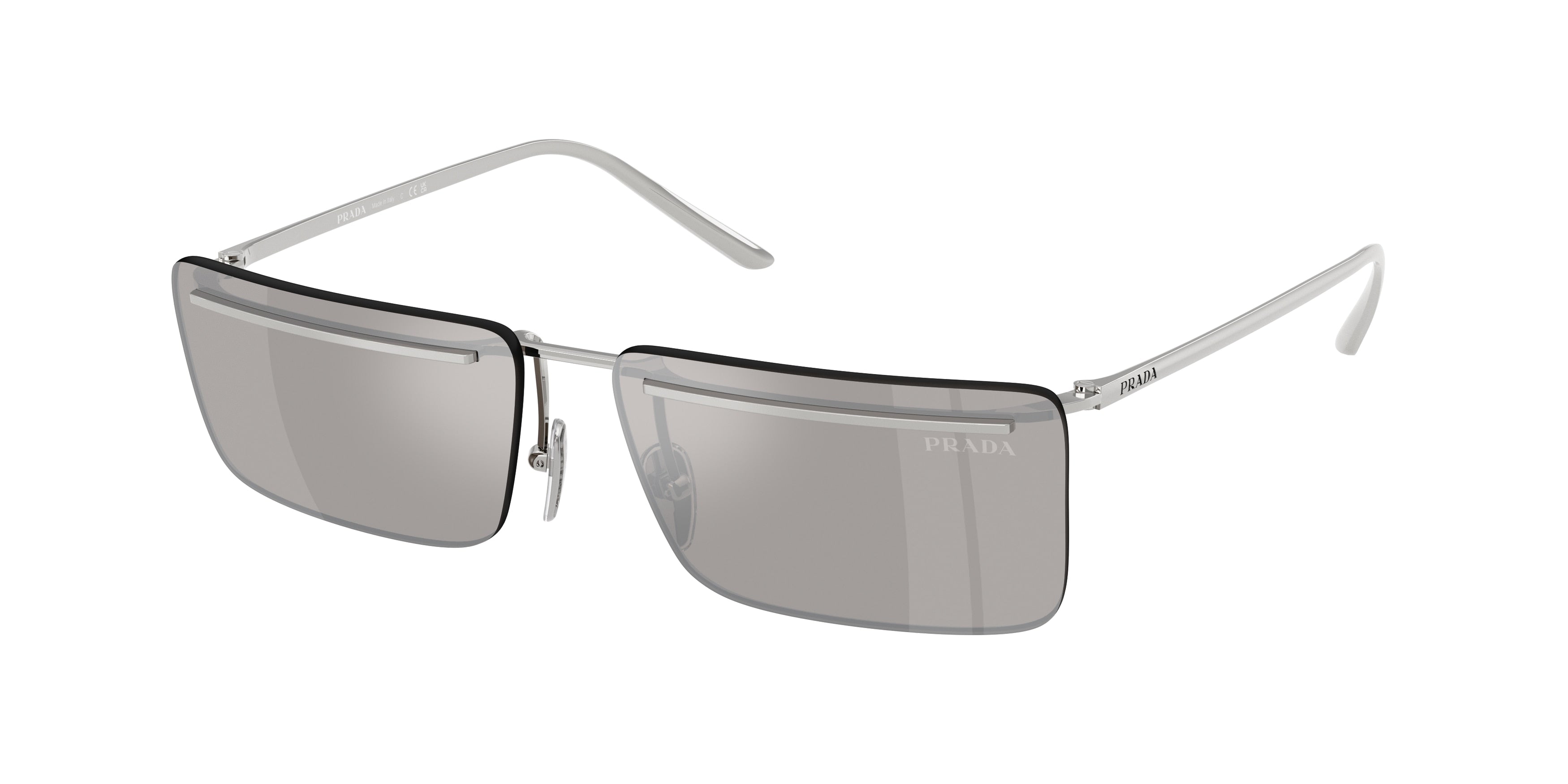 Prada PRC53S Rectangle Sunglasses for Men — Free Shipping - 60-145-14 / 1BC60N-Silver