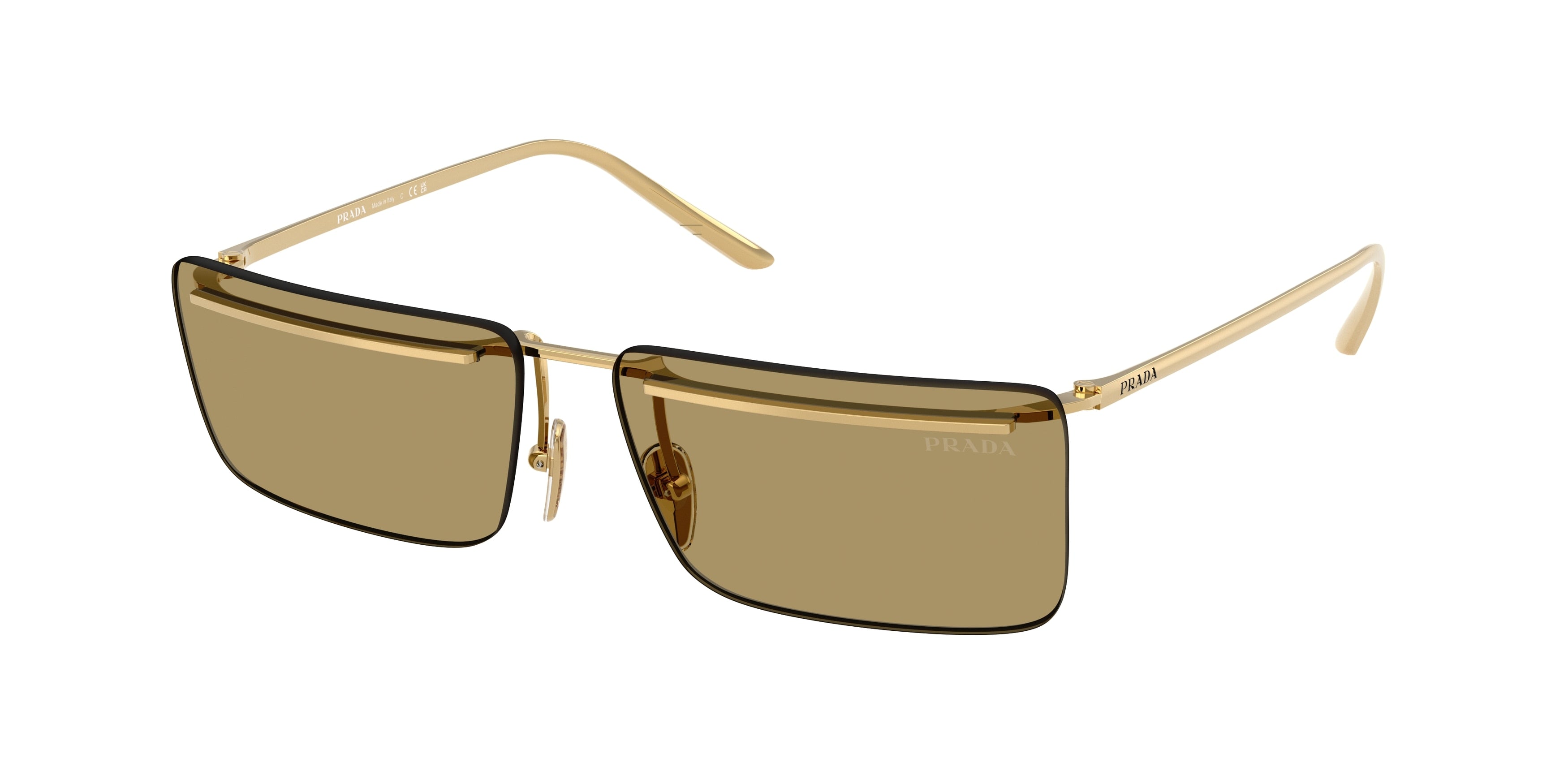 Prada PRC53S Rectangle Sunglasses for Men — Free Shipping - 60-145-14 / 5AK70G-Gold