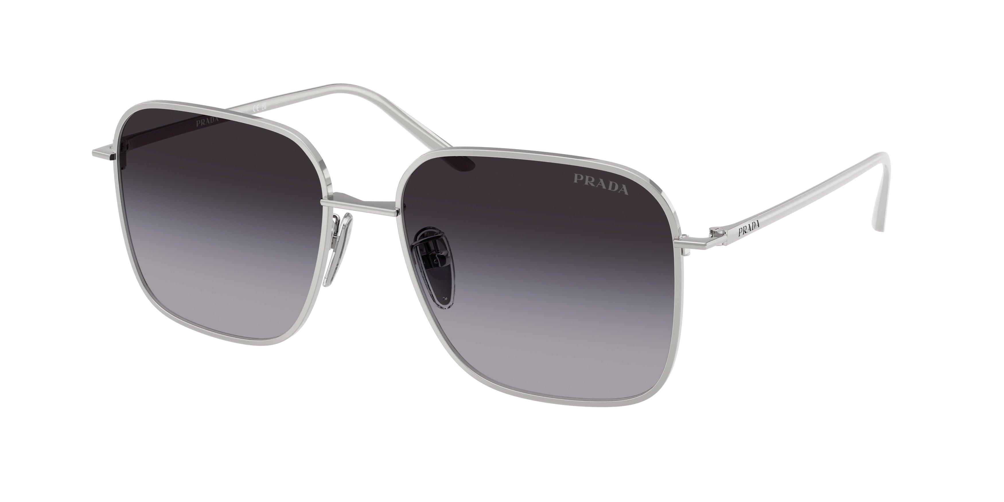 Prada PRC54SD Square Sunglasses for Women — Free Shipping - 54-145-17 / 1BC90A-Silver