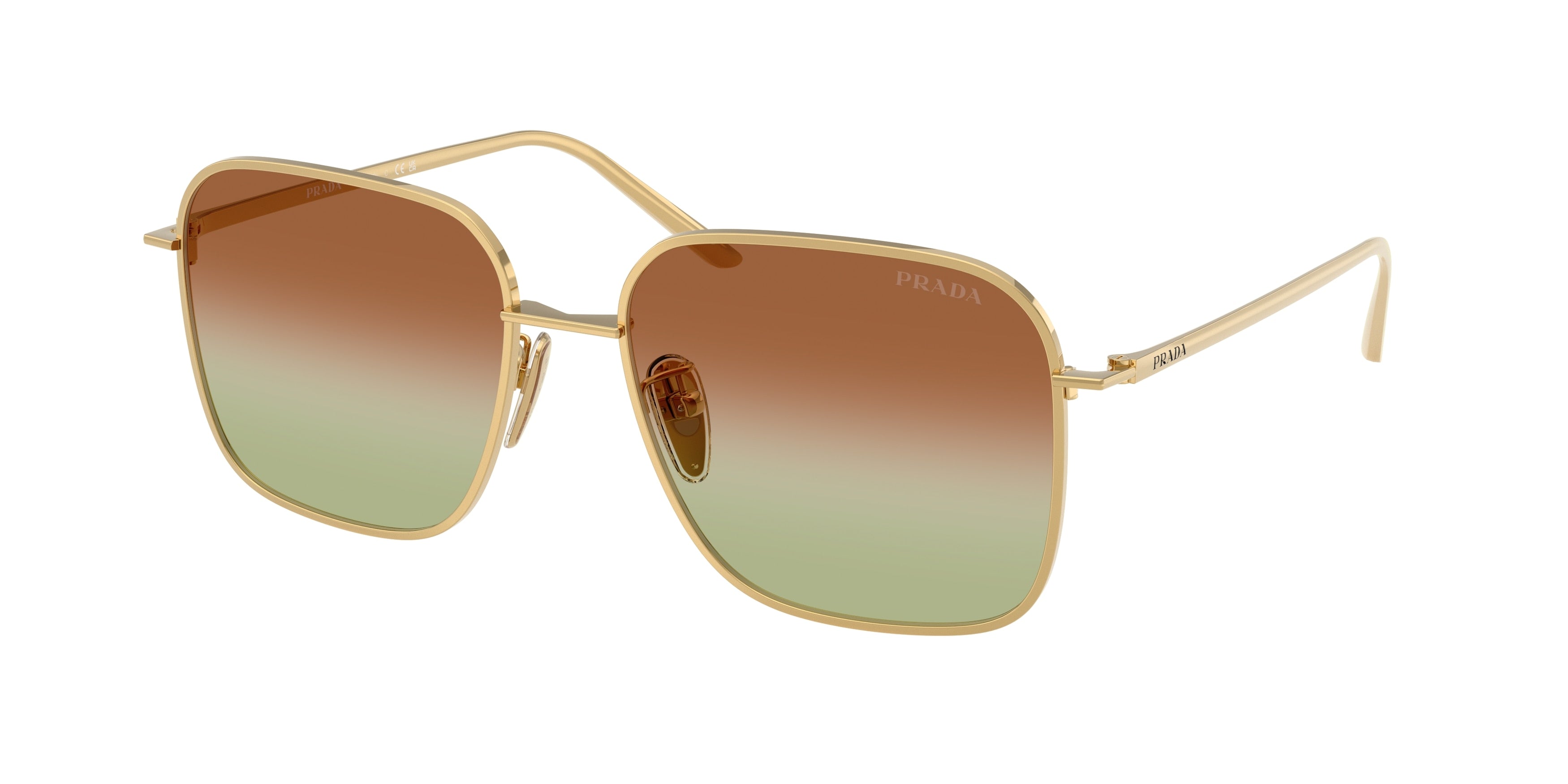 Prada PRC54SD Square Sunglasses for Women — Free Shipping - 54-145-17 / 5AK70T-Gold