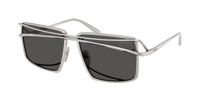 Prada PRC55S Irregular Sunglasses for Men — Free Shipping - 58-140-15 / 28C08Z-Vintage Silver
