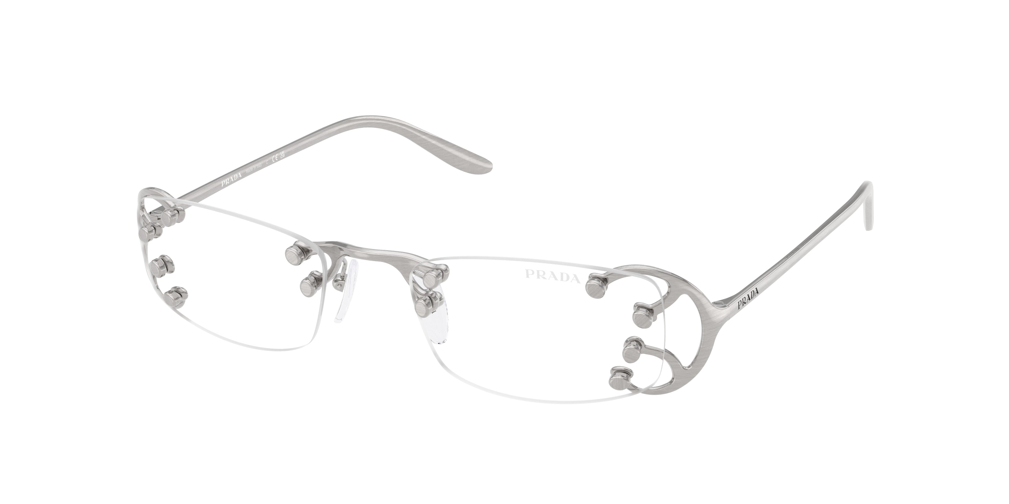 Prada PRC57S Rectangle Sunglasses for Women — Free Shipping - 52-135-20 / 28H08N-Argento Nouveau