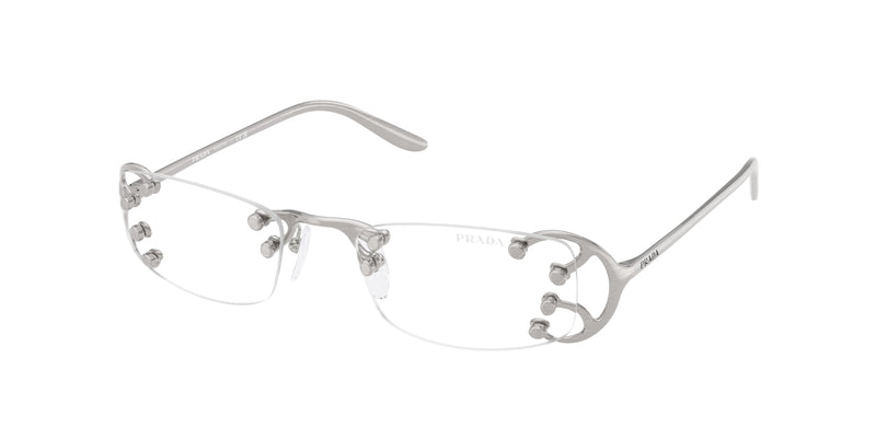 Prada PRC57S Rectangle Sunglasses for Women — Free Shipping - 52-135-20 / 28H08N-Argento Nouveau