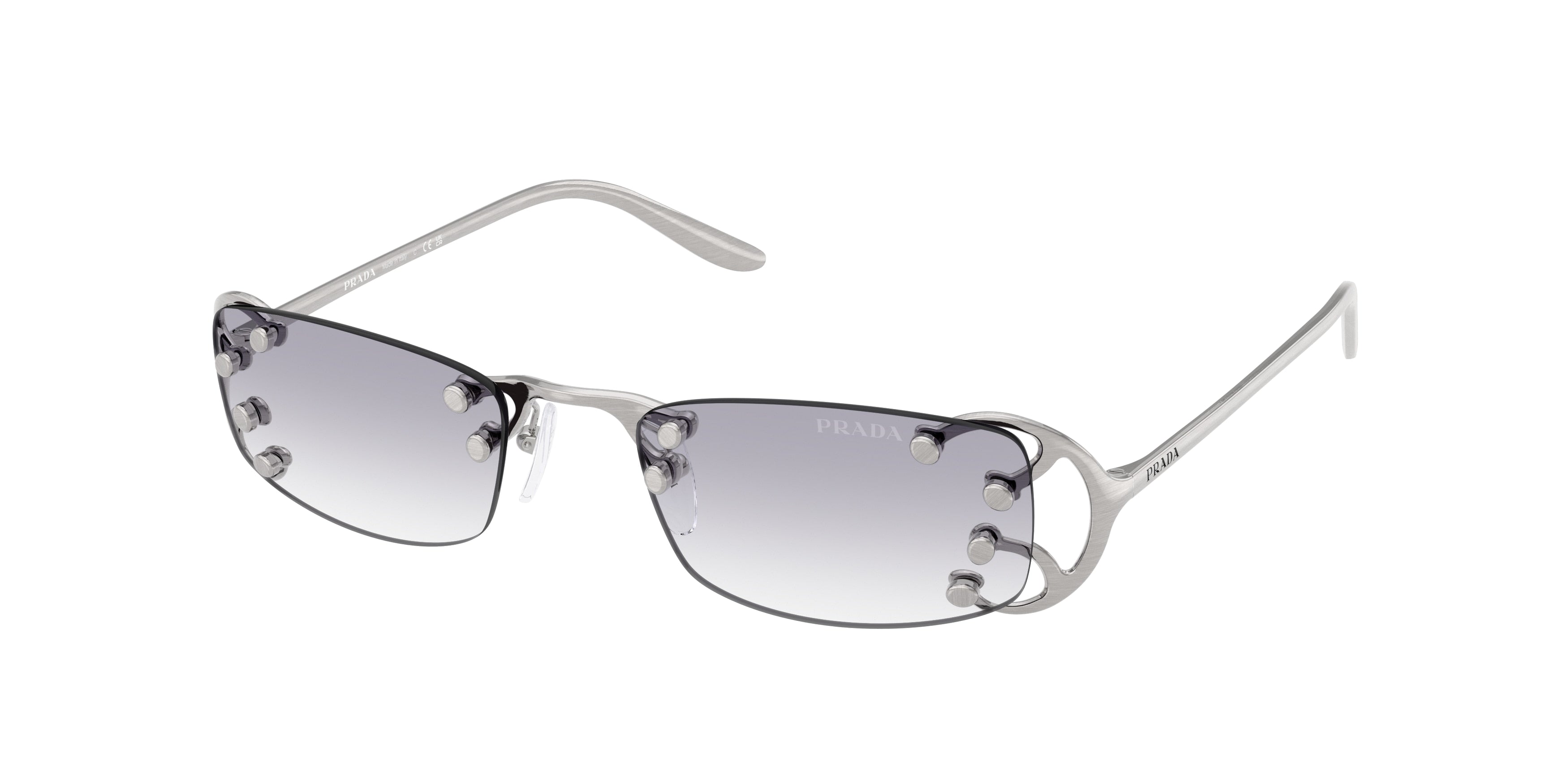 Prada PRC57S Rectangle Sunglasses for Women — Free Shipping - 52-135-20 / 28H40V-Argento Nouveau