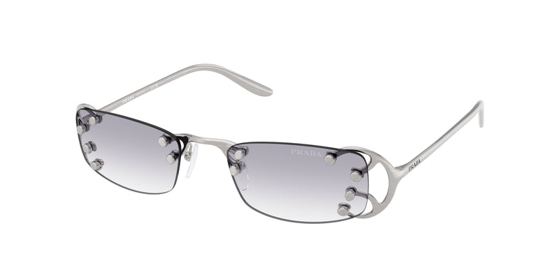 Prada PRC57S Rectangle Sunglasses for Women — Free Shipping - 52-135-20 / 28H40V-Argento Nouveau