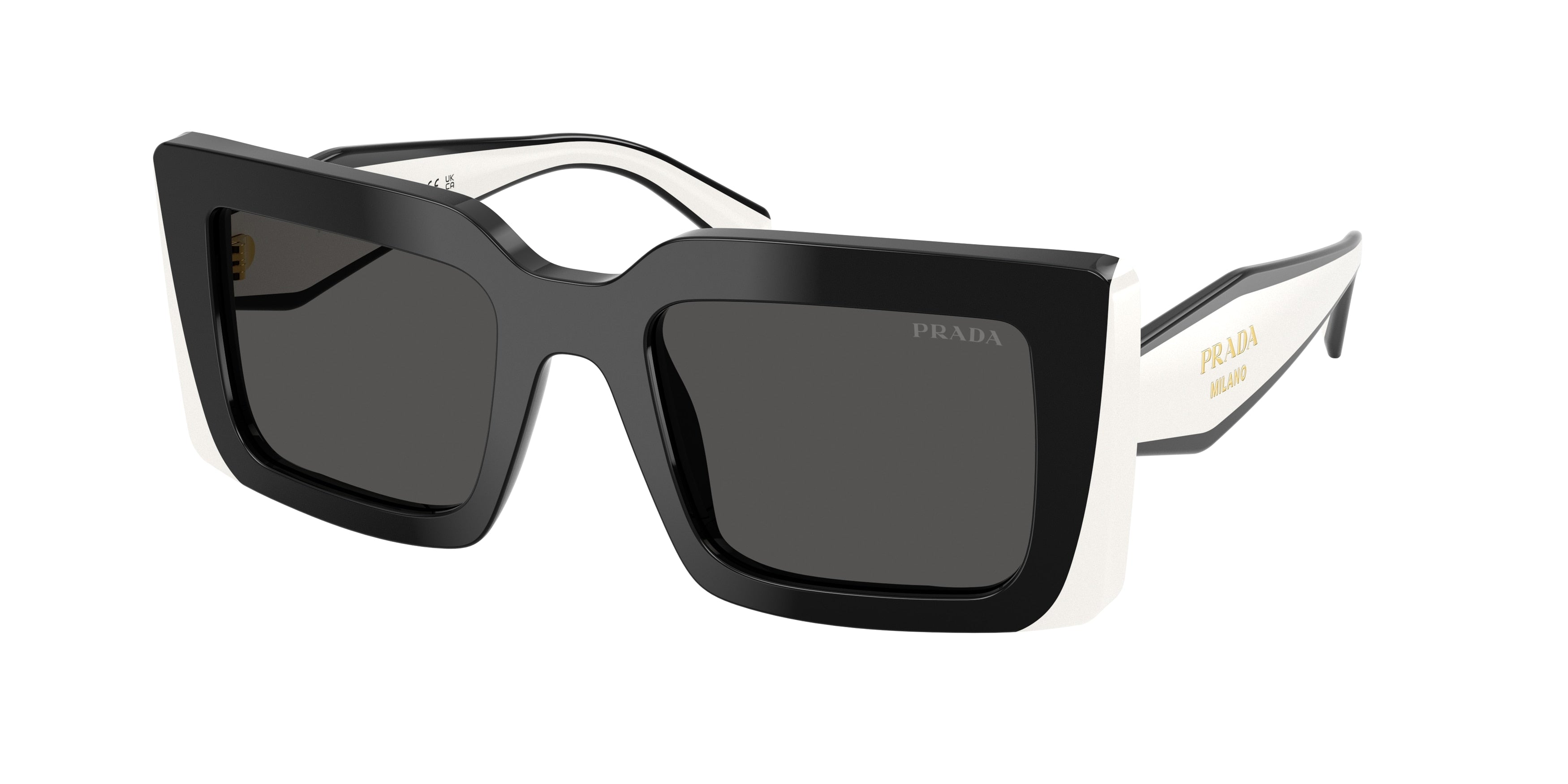 Prada PRD01SF Rectangle Sunglasses  20G08Z-Black 53-140-19 - Color Map Black